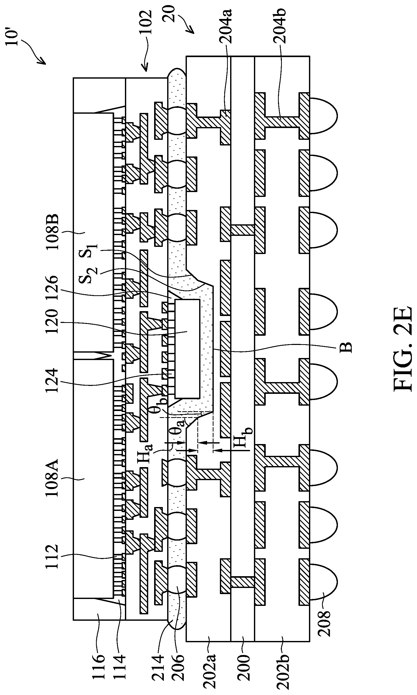Patent US12322704 Figure 11 – Package structure with underfill