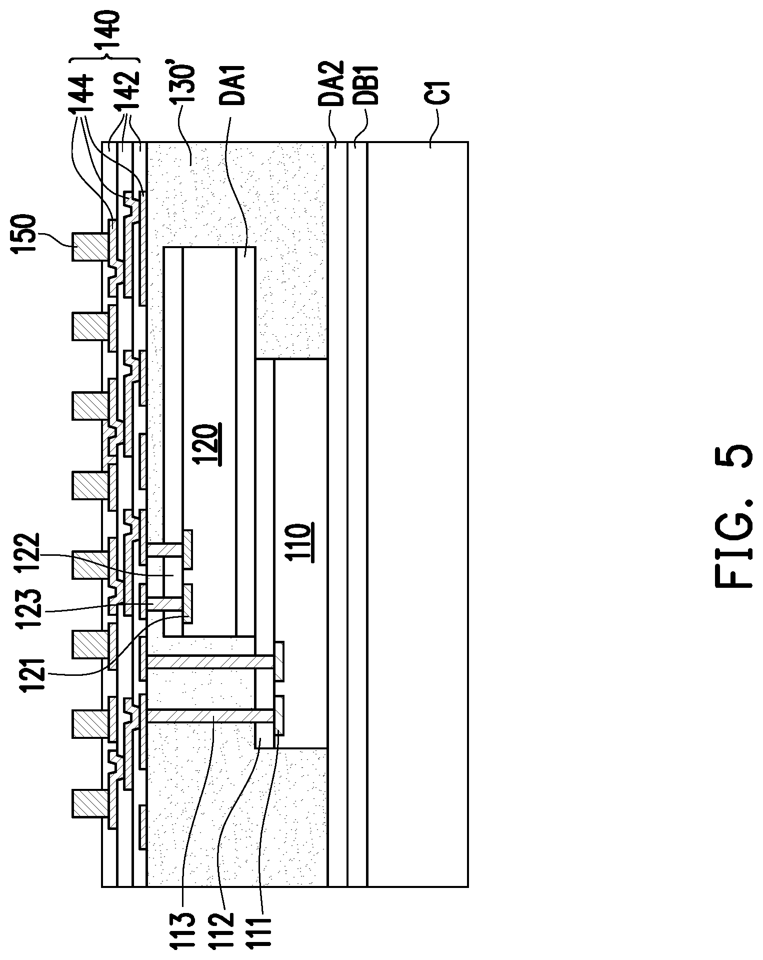 Patent US12322705 Figure 5 – Chip package and manufacturing method thereof