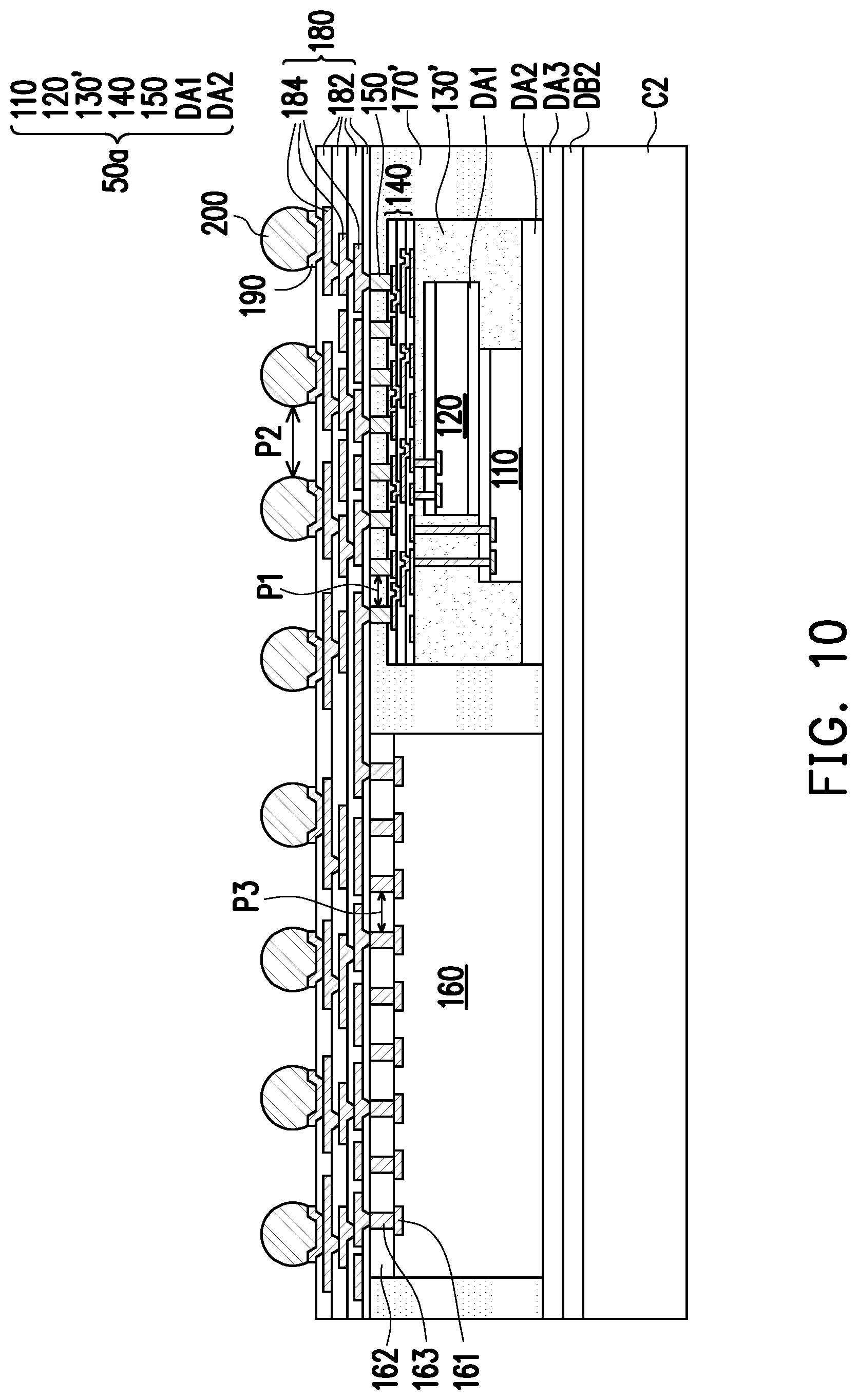 Patent US12322705 Figure 10 – Chip package and manufacturing method thereof