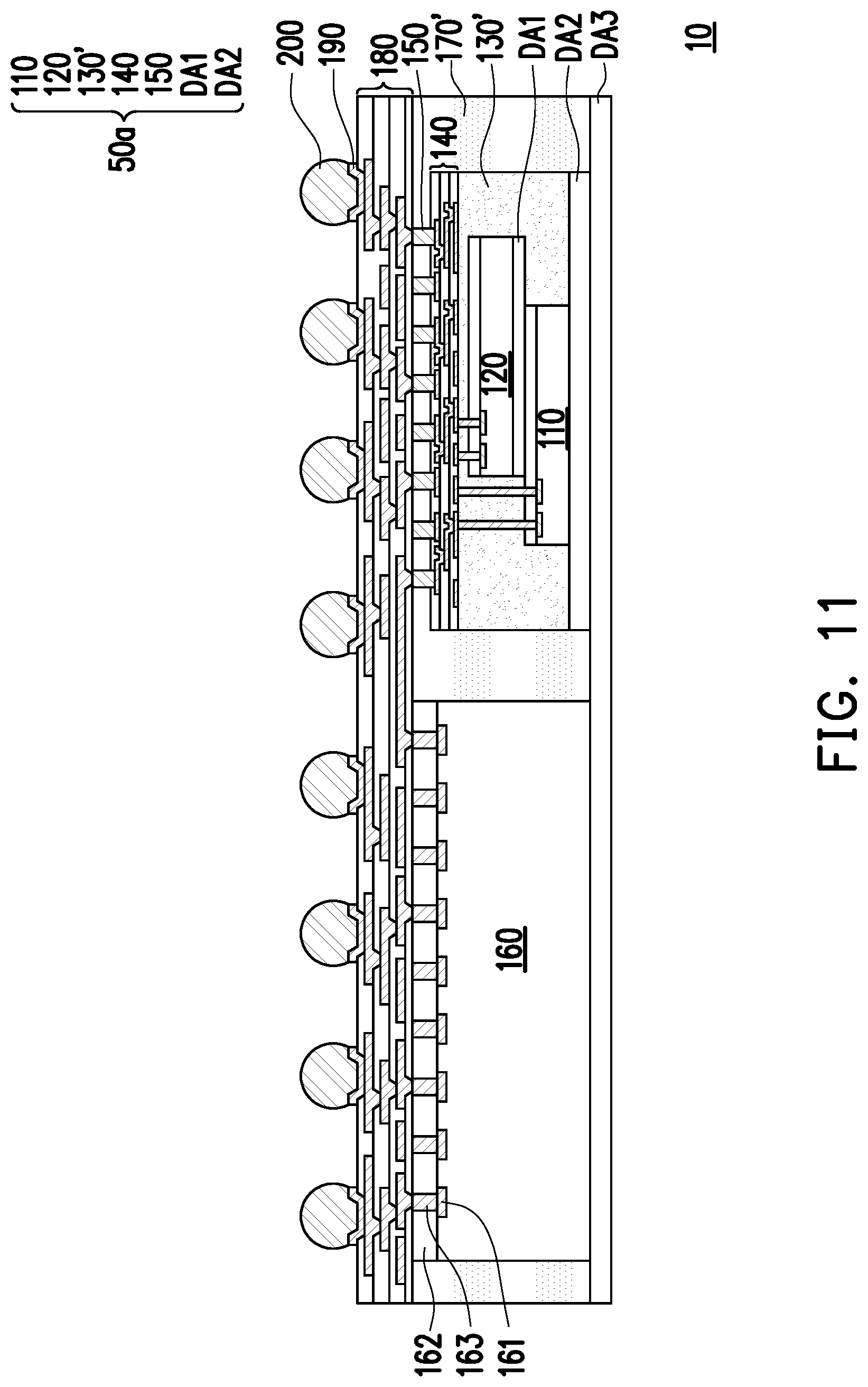 Patent US12322705 Figure 11 – Chip package and manufacturing method thereof