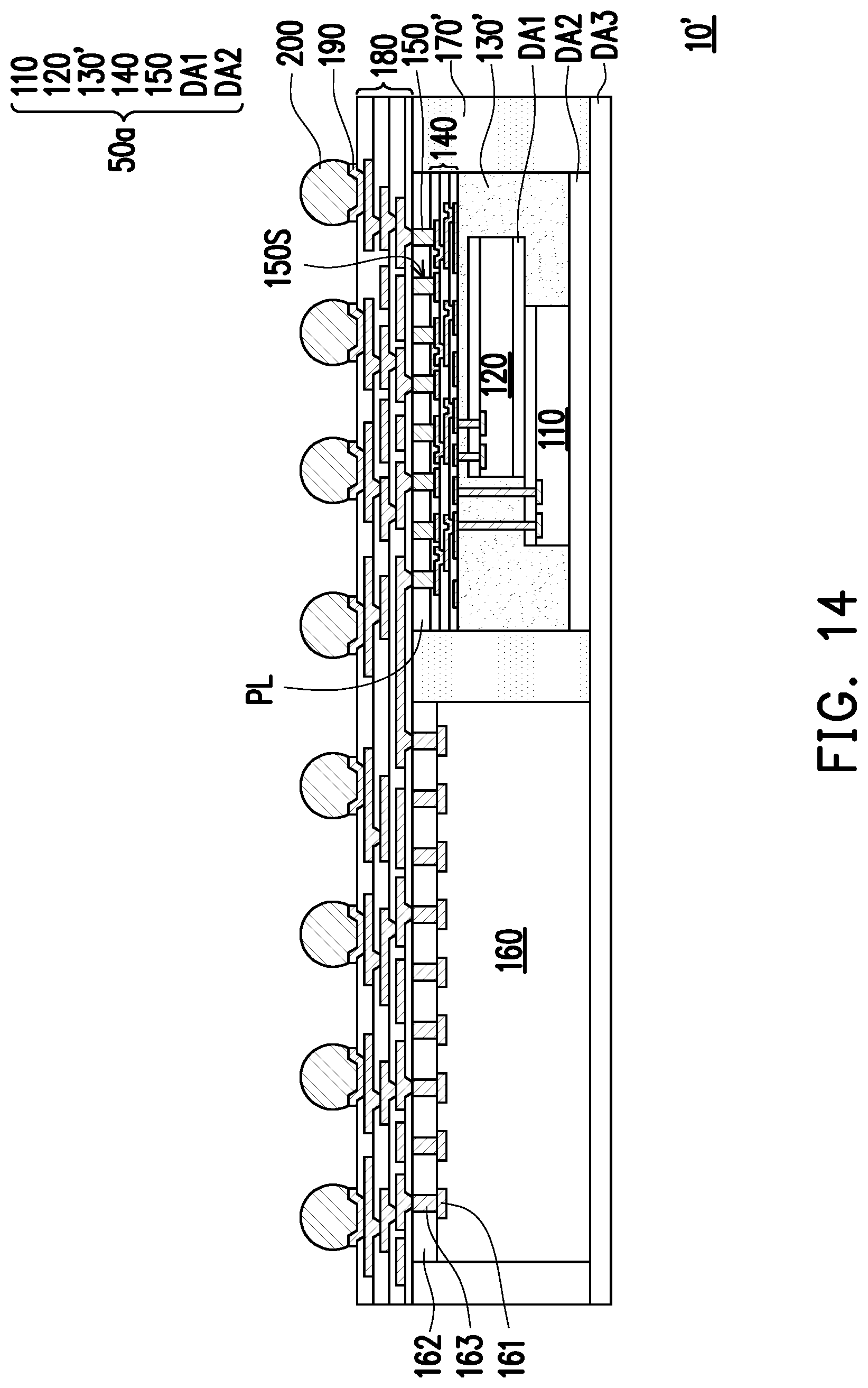 Patent US12322705 Figure 14 – Chip package and manufacturing method thereof