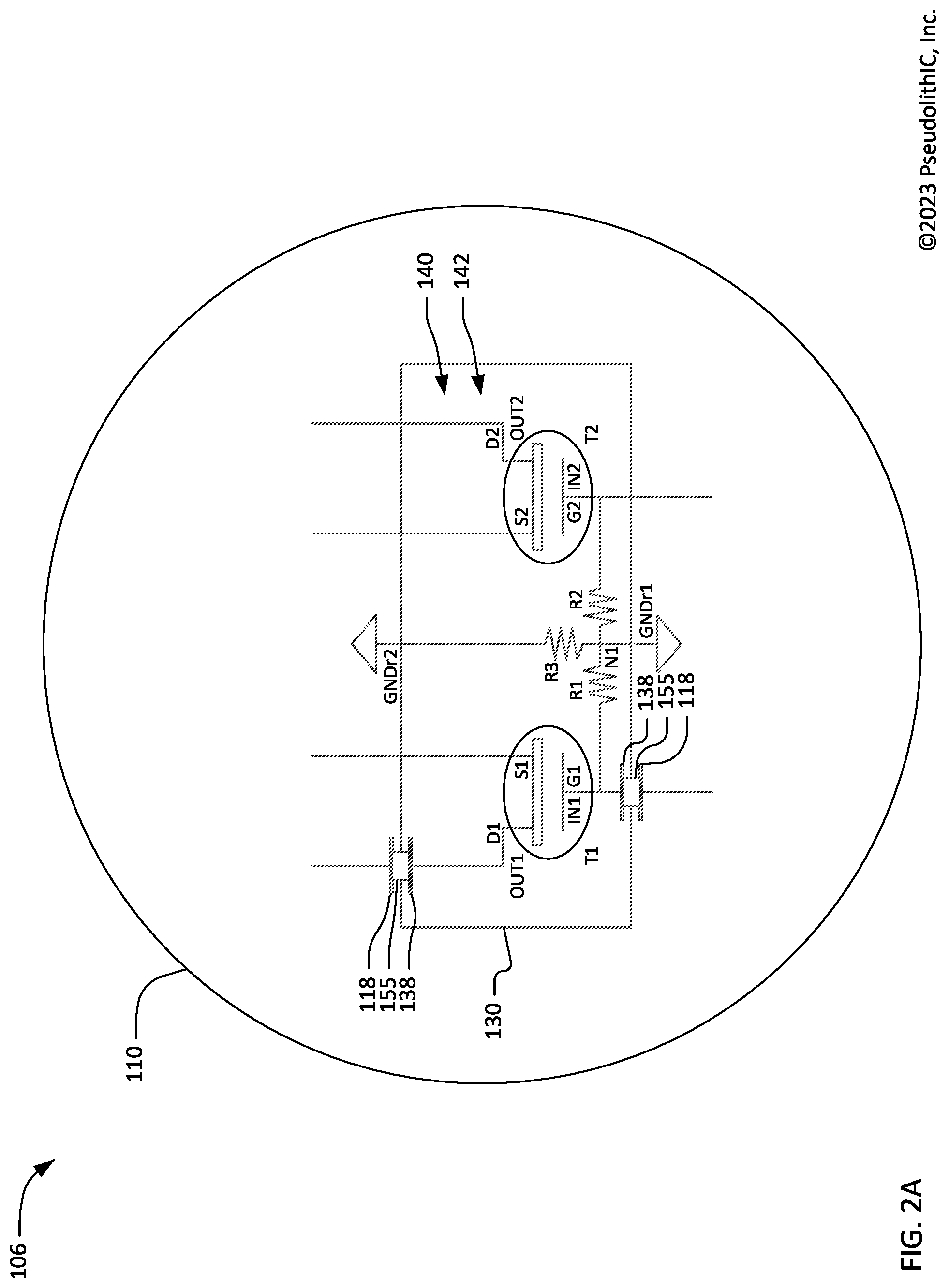 Patent US12322714 Figure 4 – Heterogeneous integration of radio frequency transistor chiplets having interconnection tuning circuits