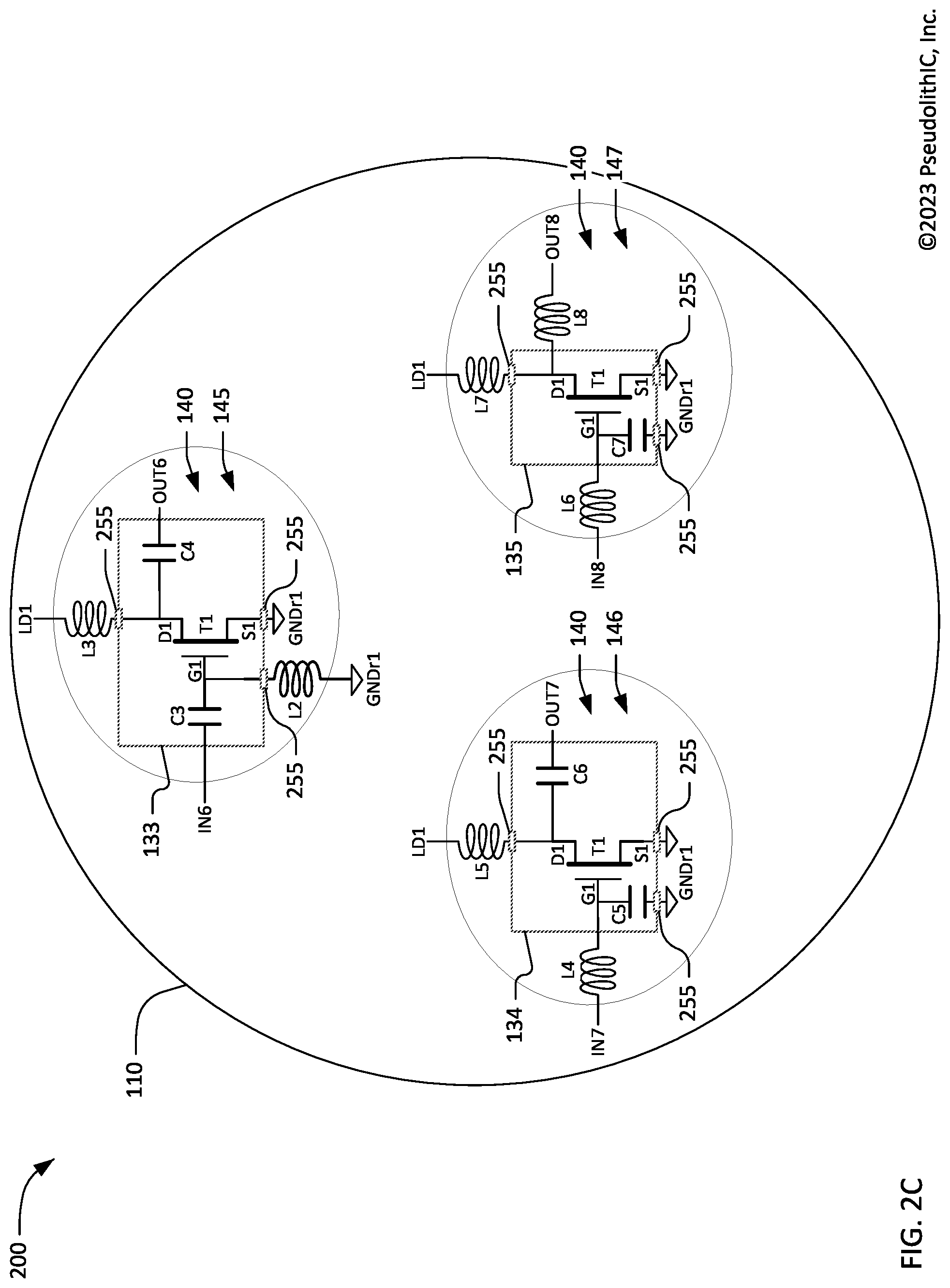 Patent US12322714 Figure 6 – Heterogeneous integration of radio frequency transistor chiplets having interconnection tuning circuits