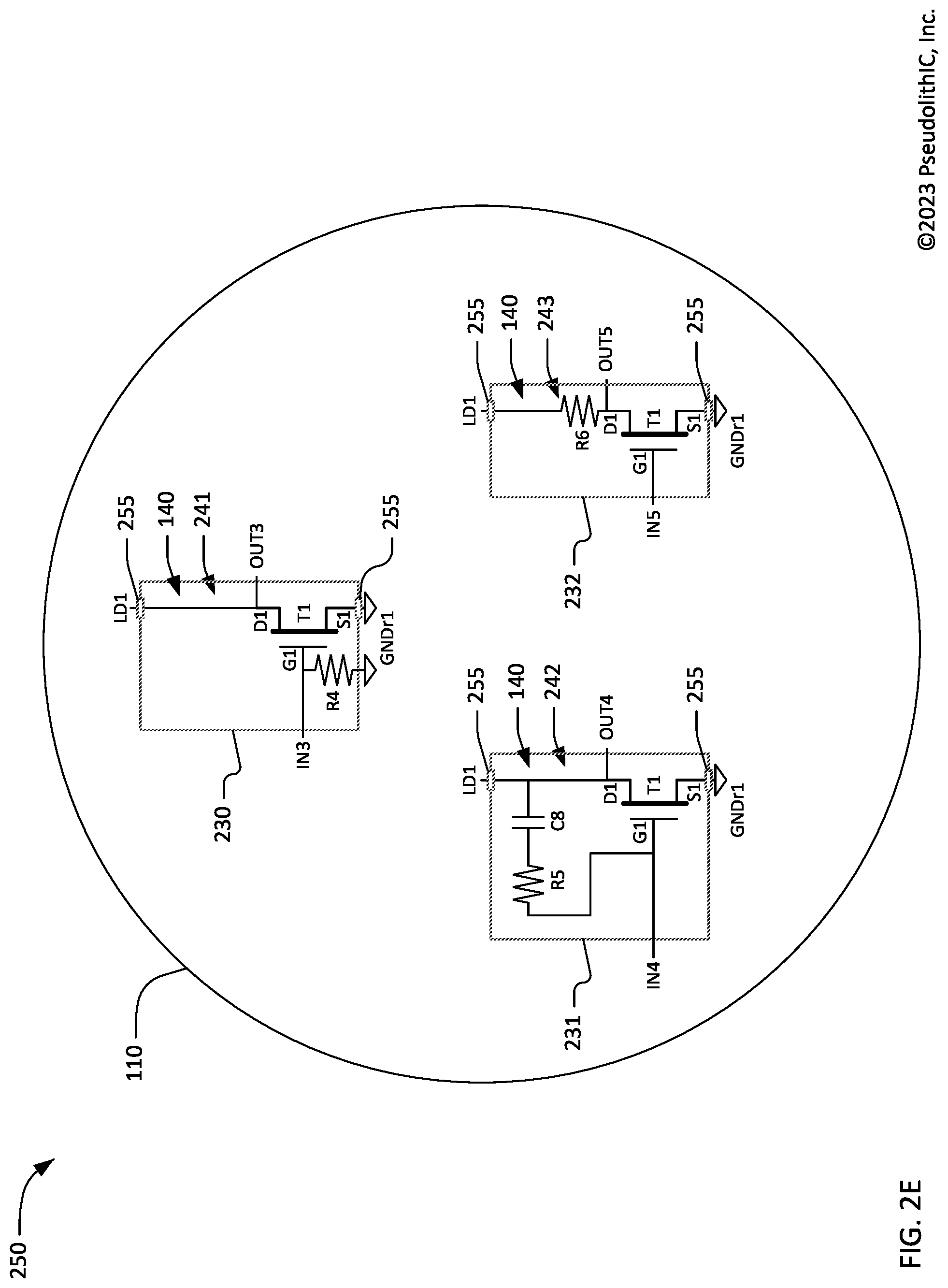 Patent US12322714 Figure 8 – Heterogeneous integration of radio frequency transistor chiplets having interconnection tuning circuits