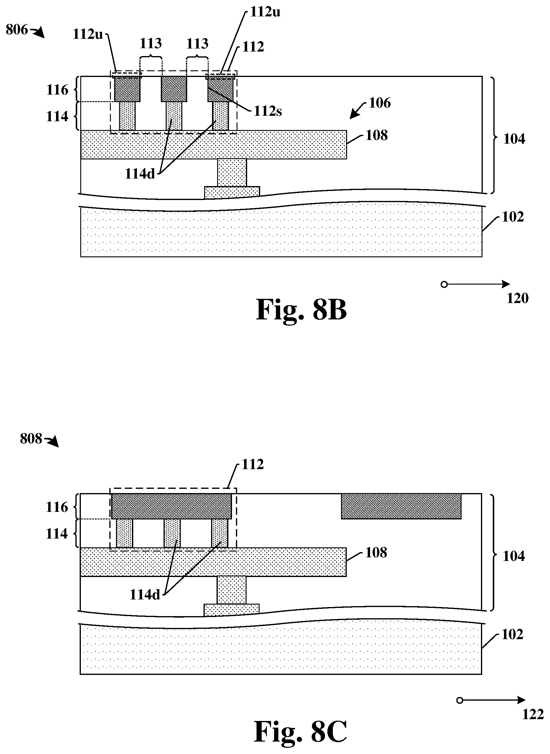 Patent US12322715 Figure 8 – Method of forming integrated chip structure having slotted bond pad in stacked wafer structure