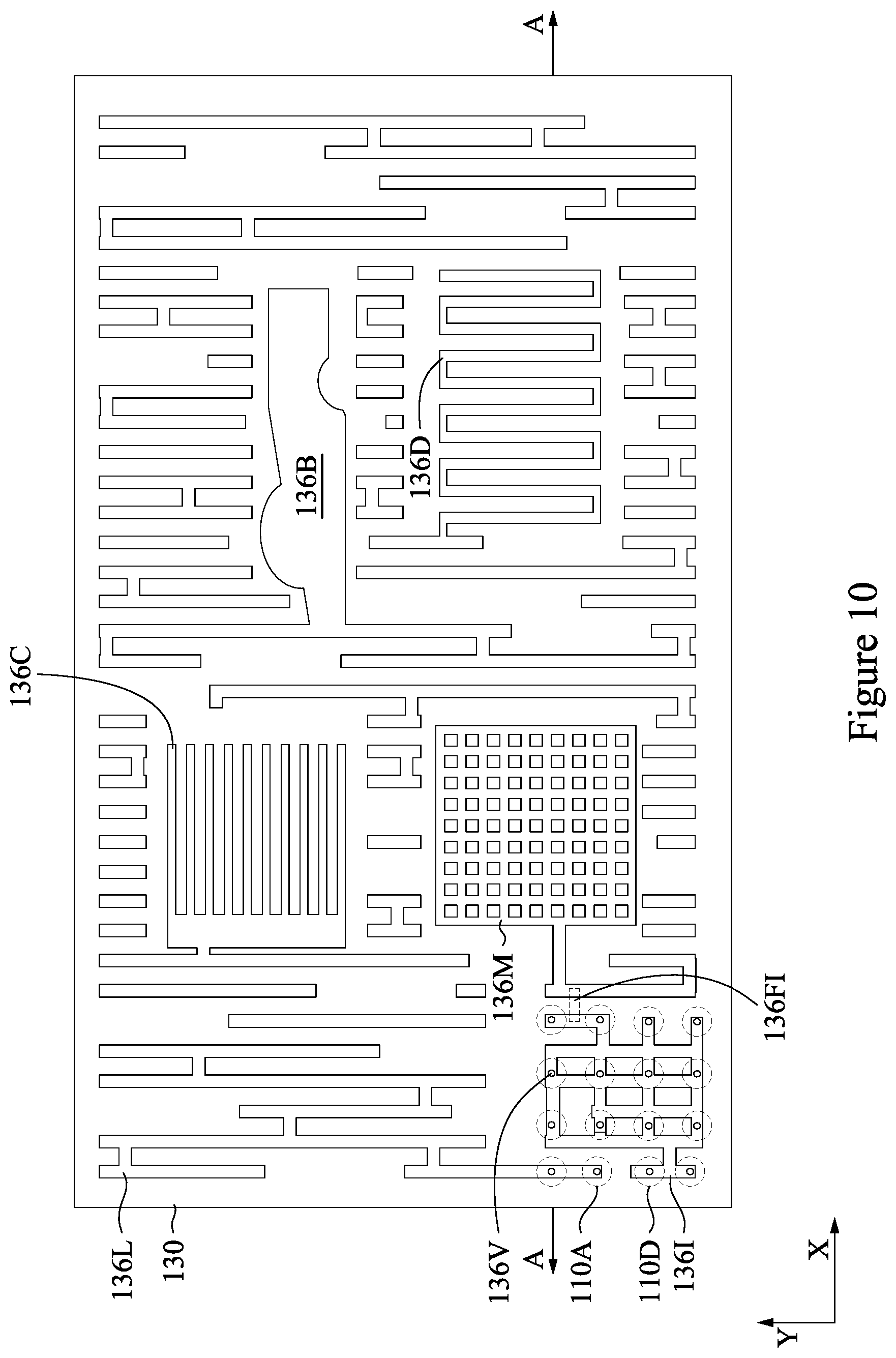 Patent US12322716 Figure 10 – Heat dissipating features for laser drilling process