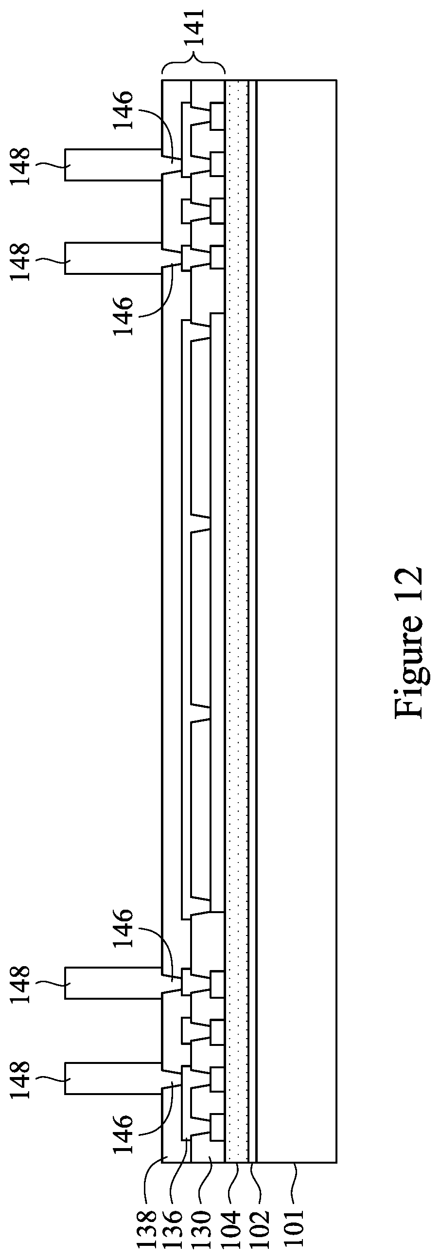 Patent US12322716 Figure 12 – Heat dissipating features for laser drilling process