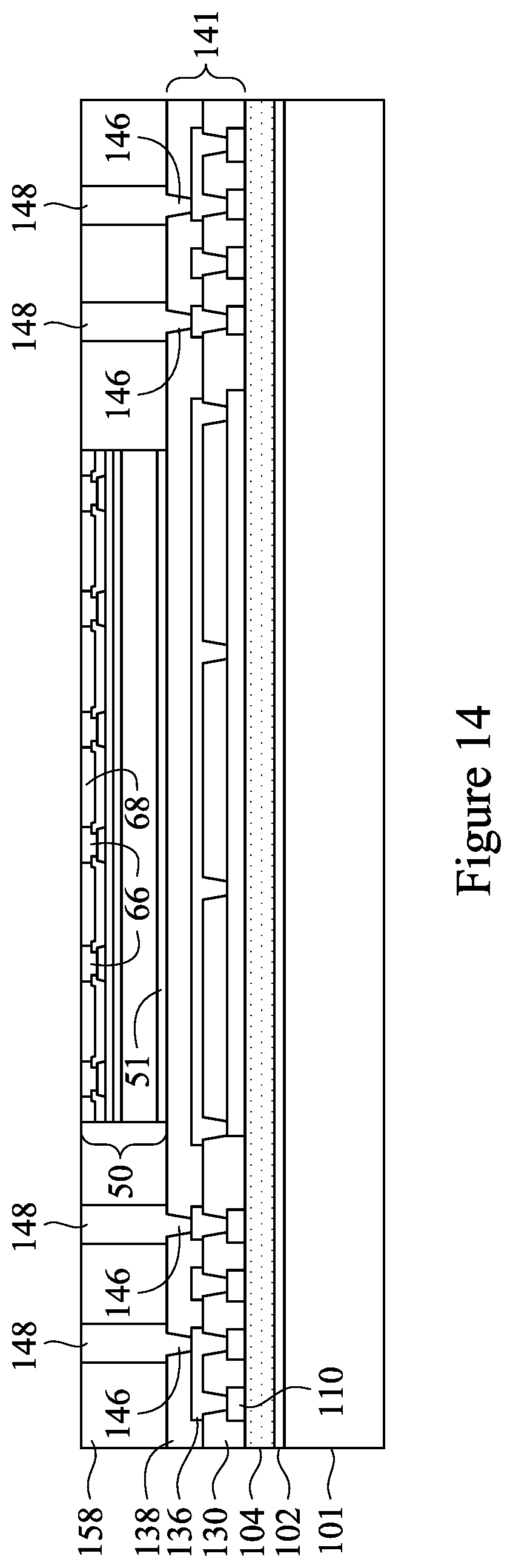 Patent US12322716 Figure 14 – Heat dissipating features for laser drilling process