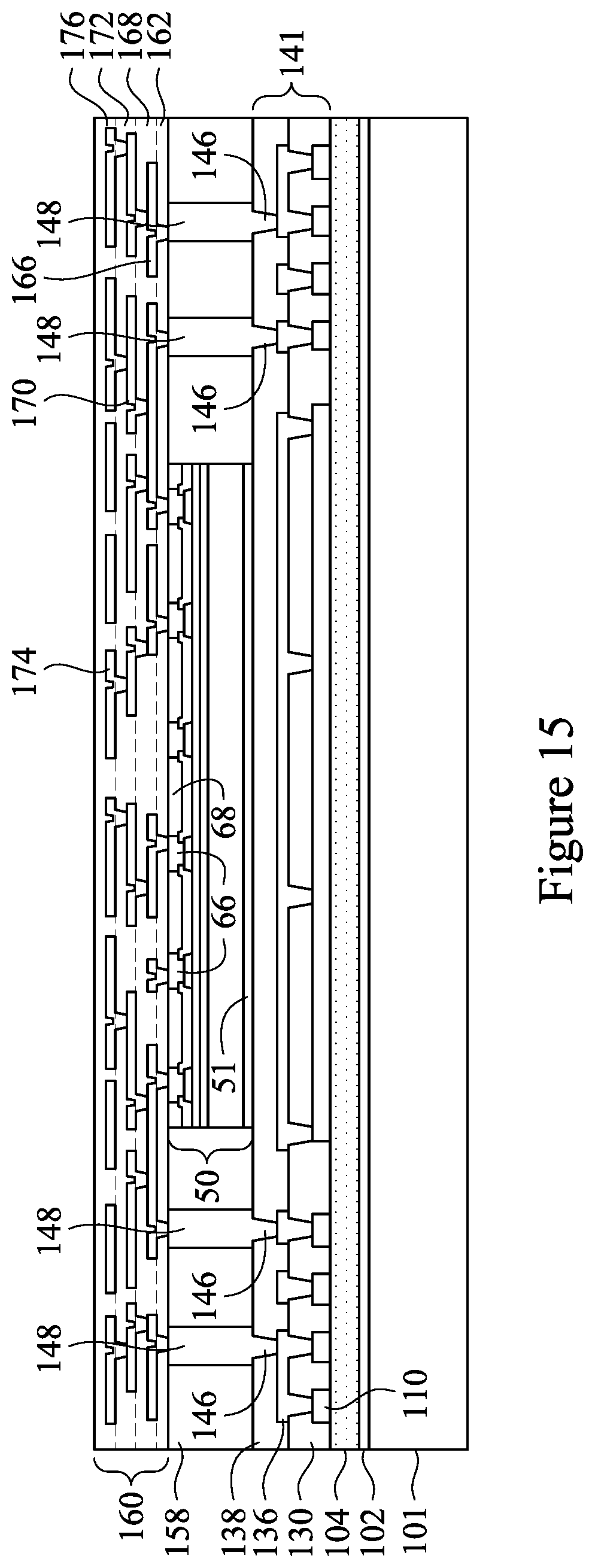 Patent US12322716 Figure 15 – Heat dissipating features for laser drilling process