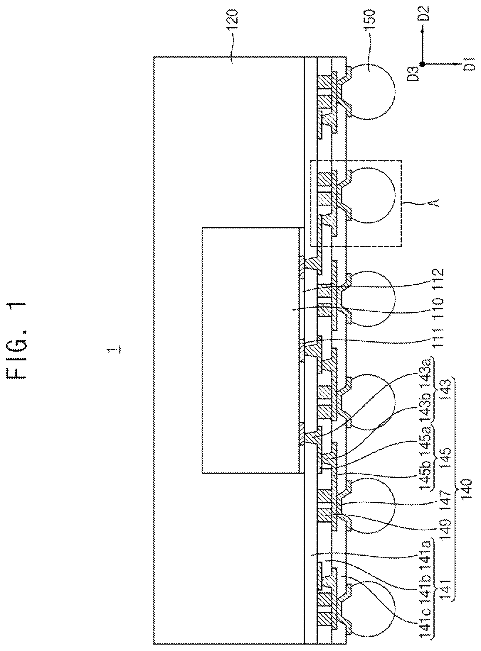 Patent US12322720 Figure 1 – Semiconductor package including post