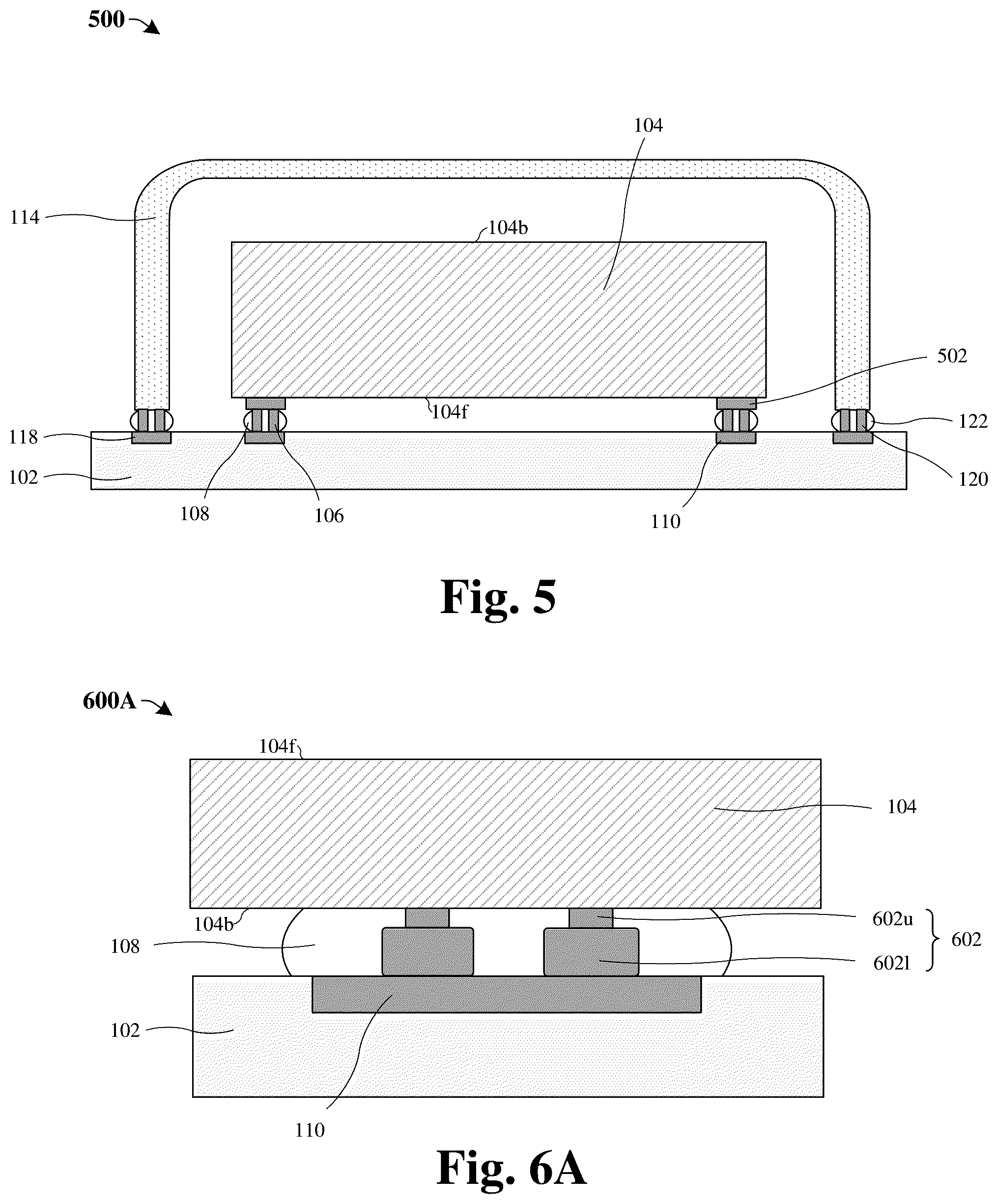 Patent US12322722 Figure 5 – Die attached leveling control by metal stopper bumps