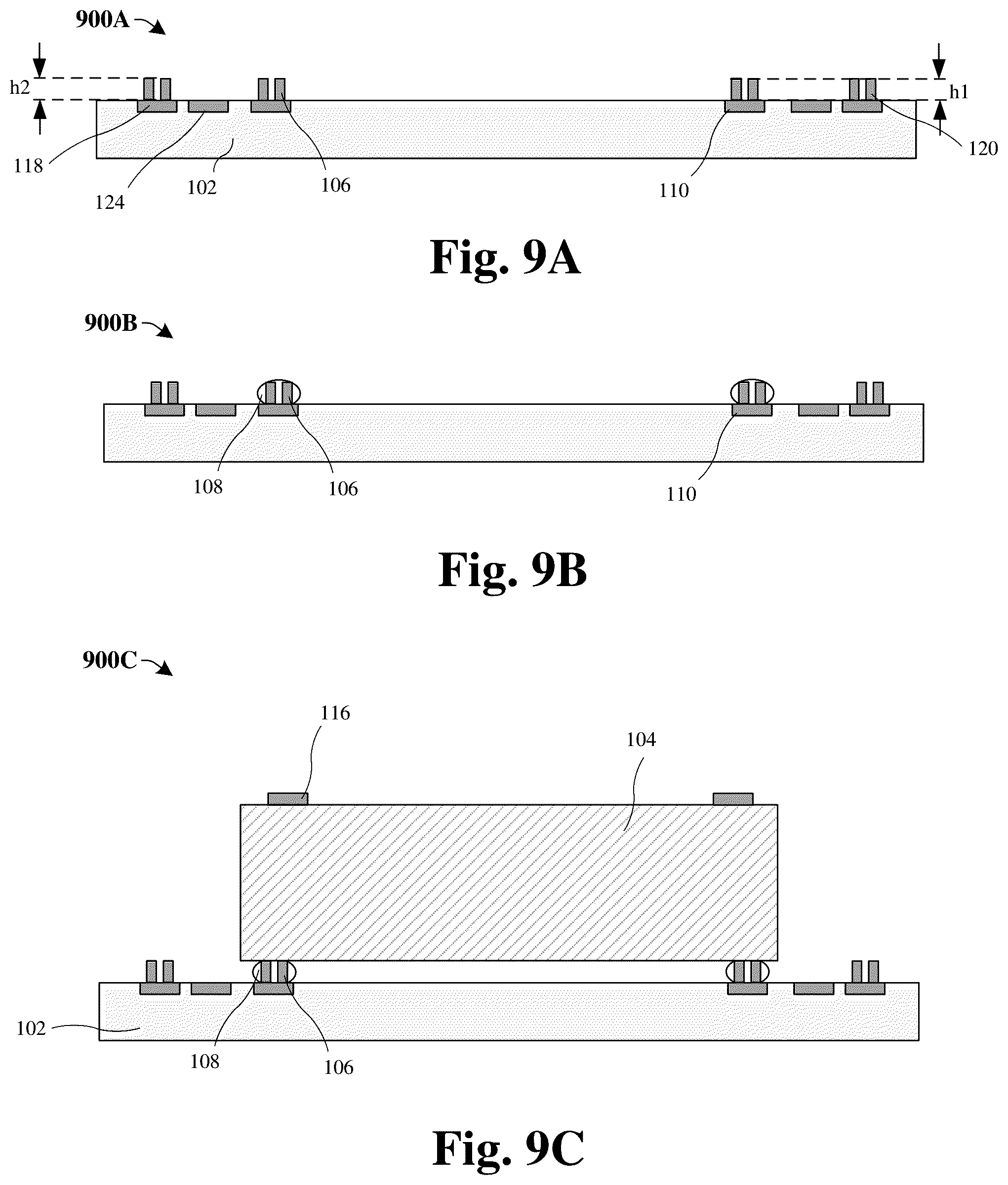 Patent US12322722 Figure 12 – Die attached leveling control by metal stopper bumps