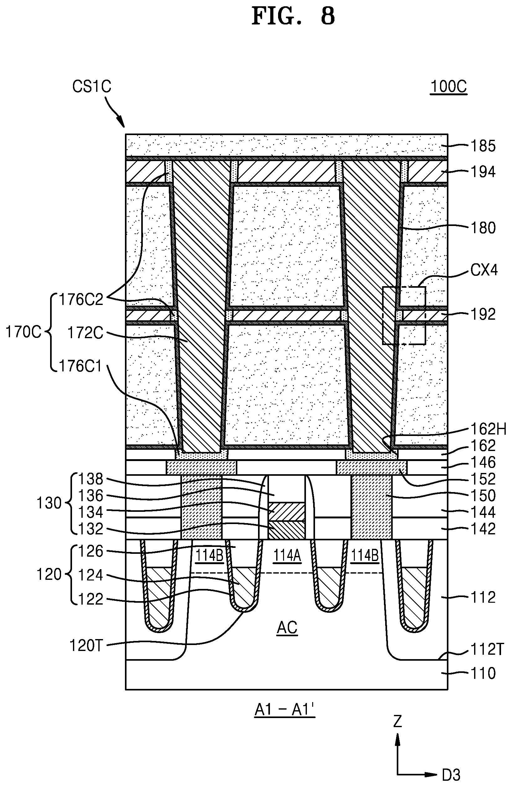 Patent US12322745 Figure 8 – Integrated circuit devices and methods of manufacturing the same