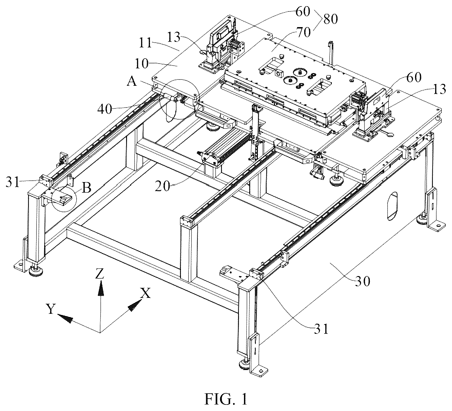Patent US12322748 Figure 1 – Quick-change platform, battery production line, and control method