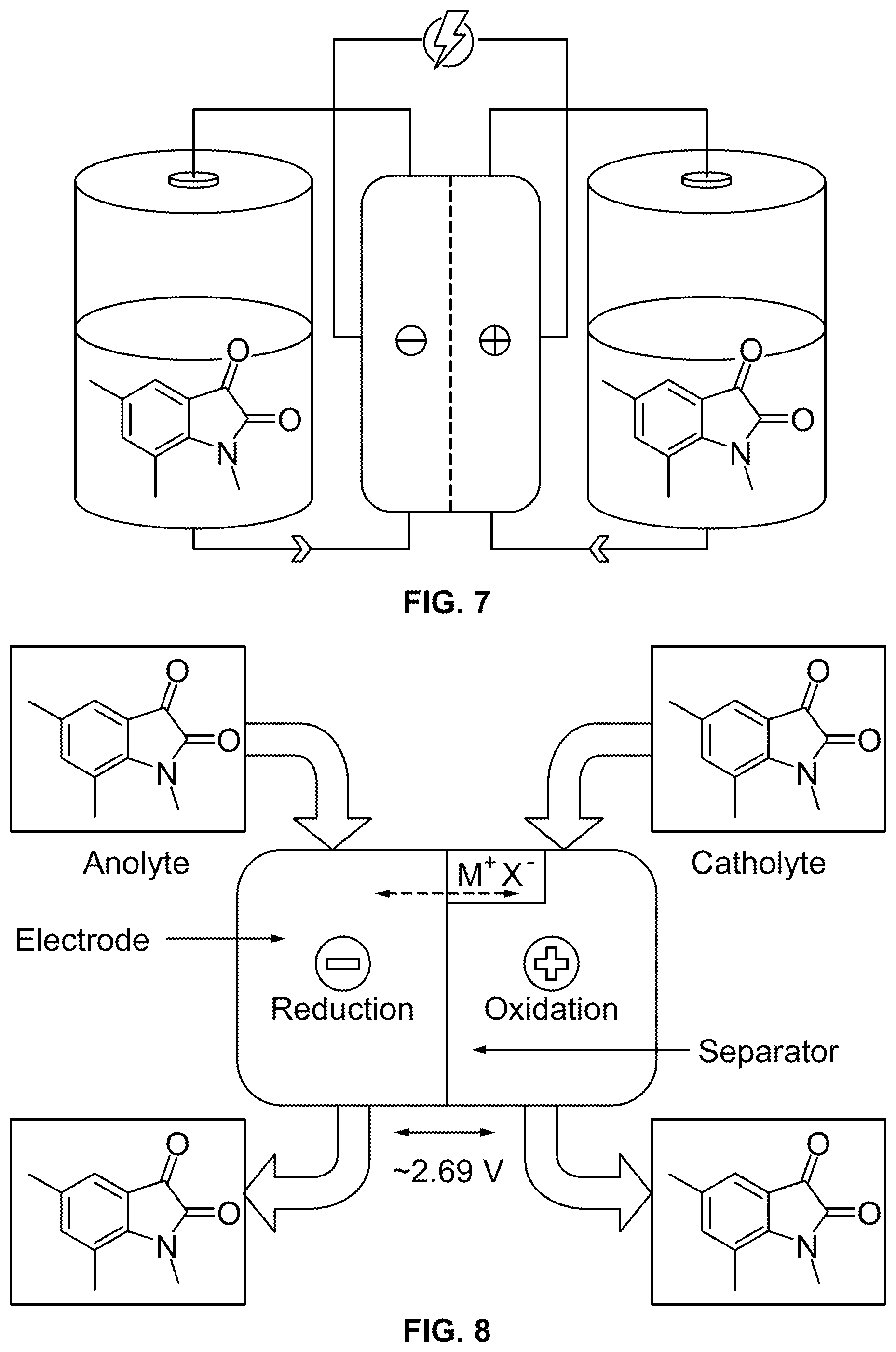 Patent US12322757 Figure 4 – Isatin derivative redoxamer for electrochemical device