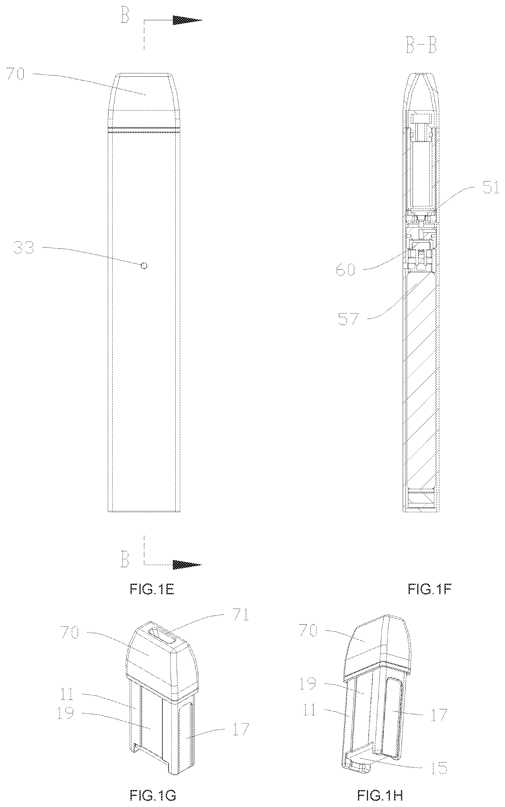 Patent US12322764 Figure 3 – Cartridge, battery assembly and electronic cigarette