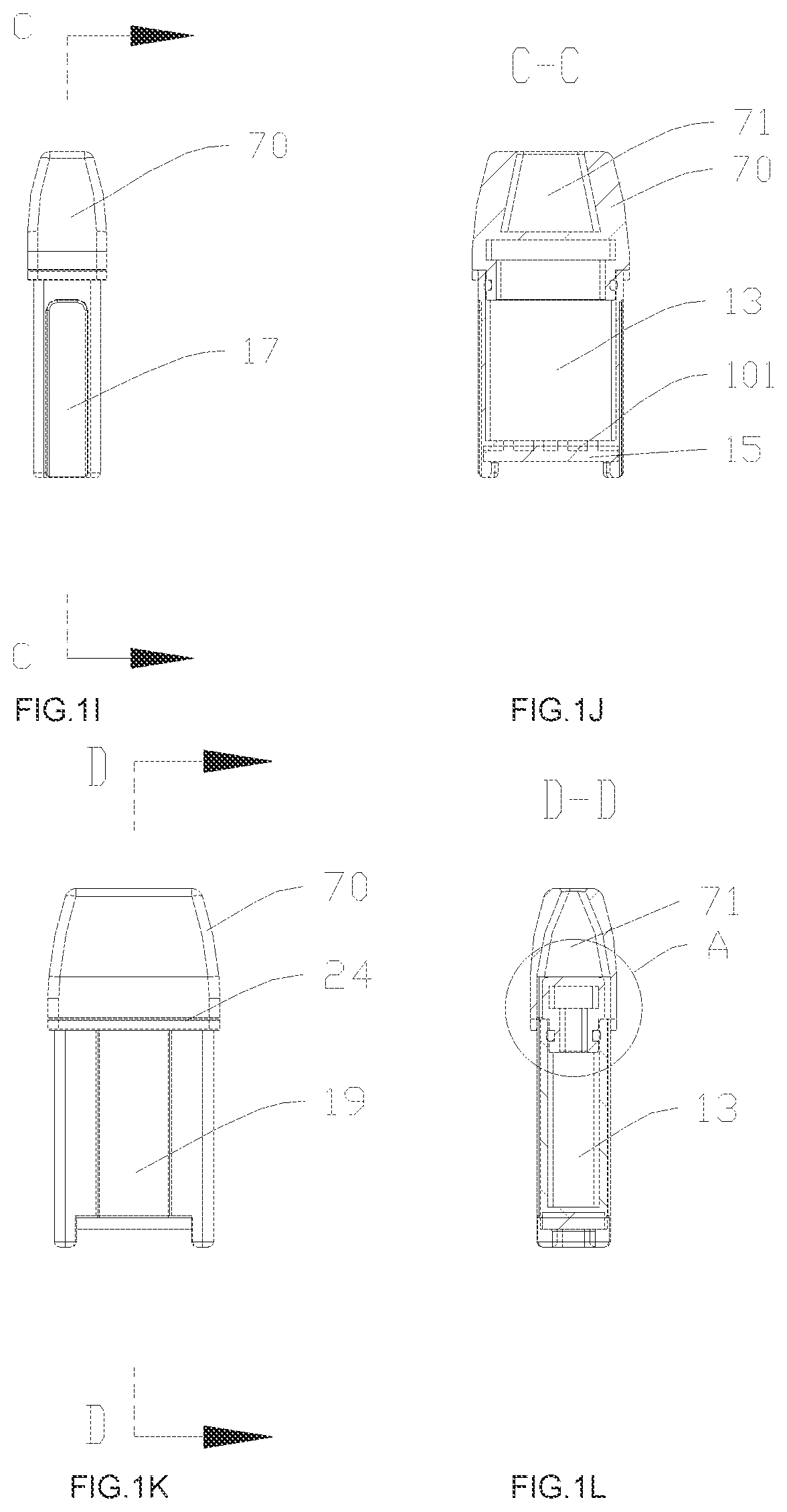 Patent US12322764 Figure 4 – Cartridge, battery assembly and electronic cigarette