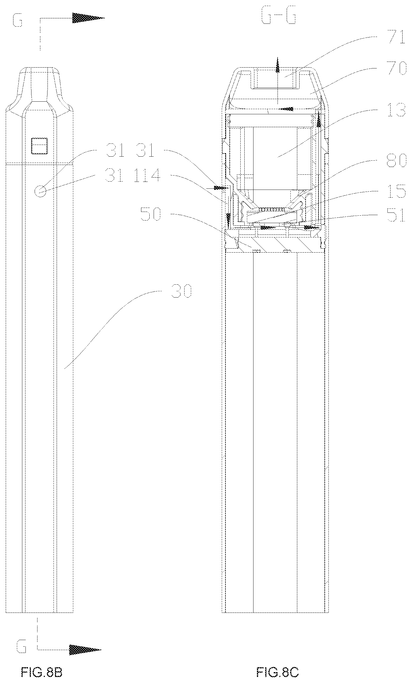 Patent US12322764 Figure 13 – Cartridge, battery assembly and electronic cigarette