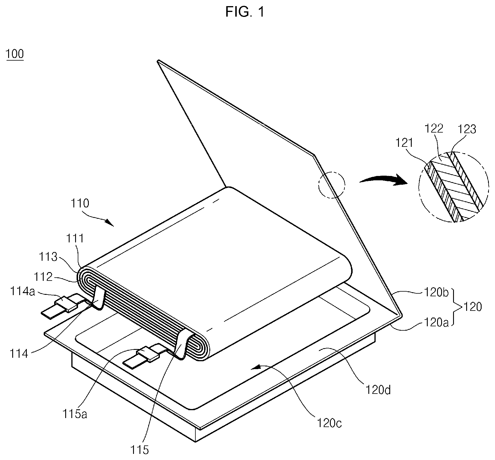 Patent US12322773 Figure 1 – Secondary battery