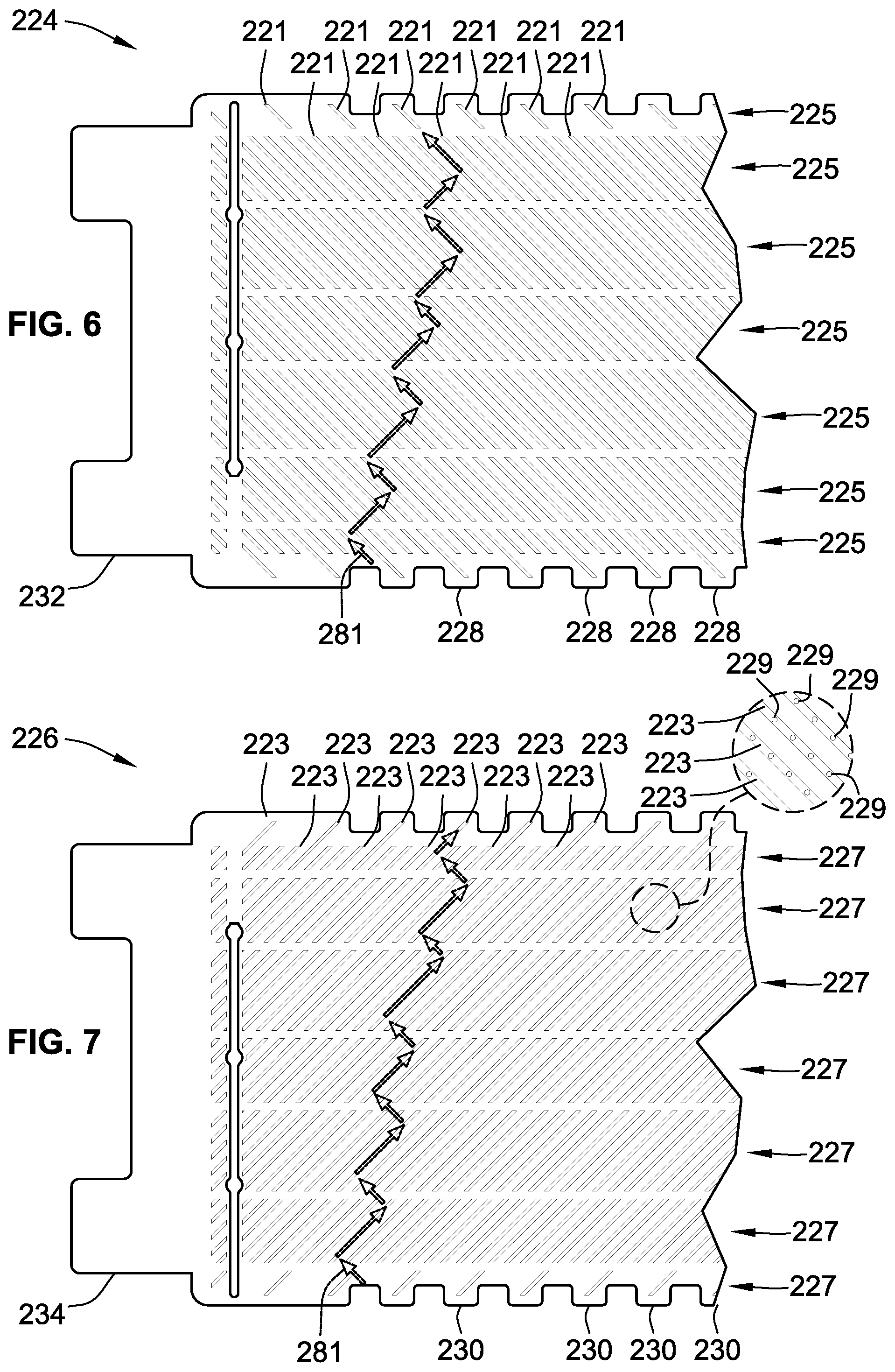 Patent US12322779 Figure 5 – Stacked separator plates with coolant flow distribution channels for liquid immersion cooling in battery assemblies