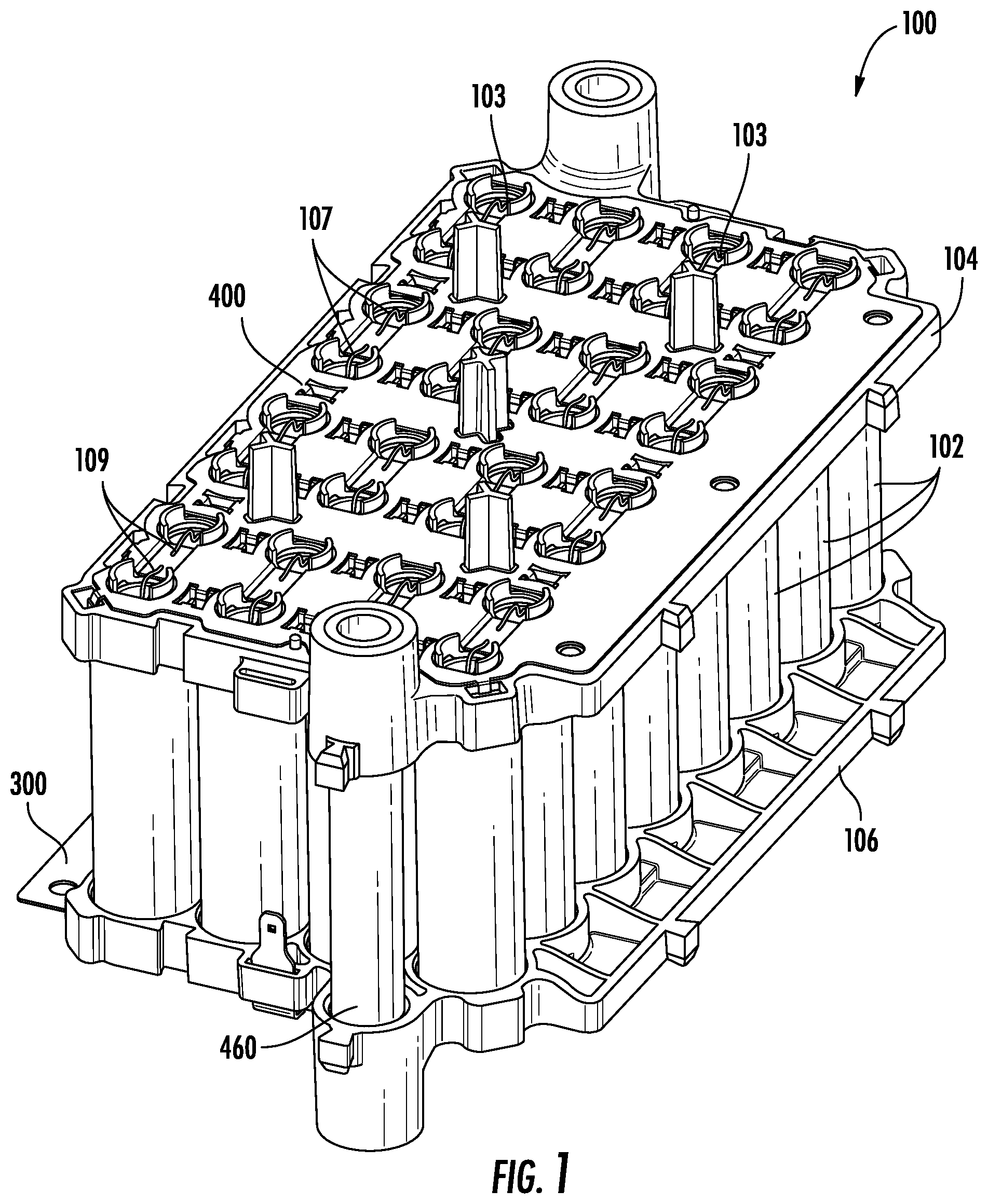 Patent US12322818 Figure 1 – Cell module assemblies and methods of manufacturing cell module assemblies