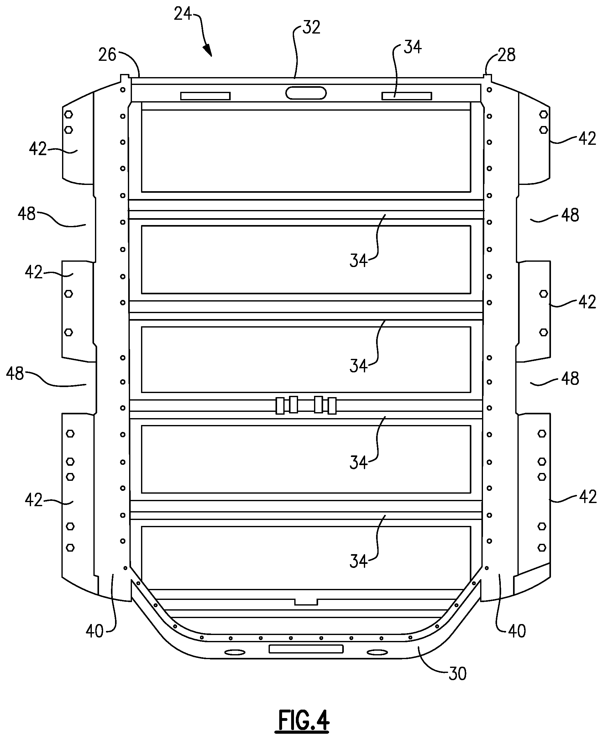 Patent US12322821 Figure 3 – Battery structure with energy absorption members