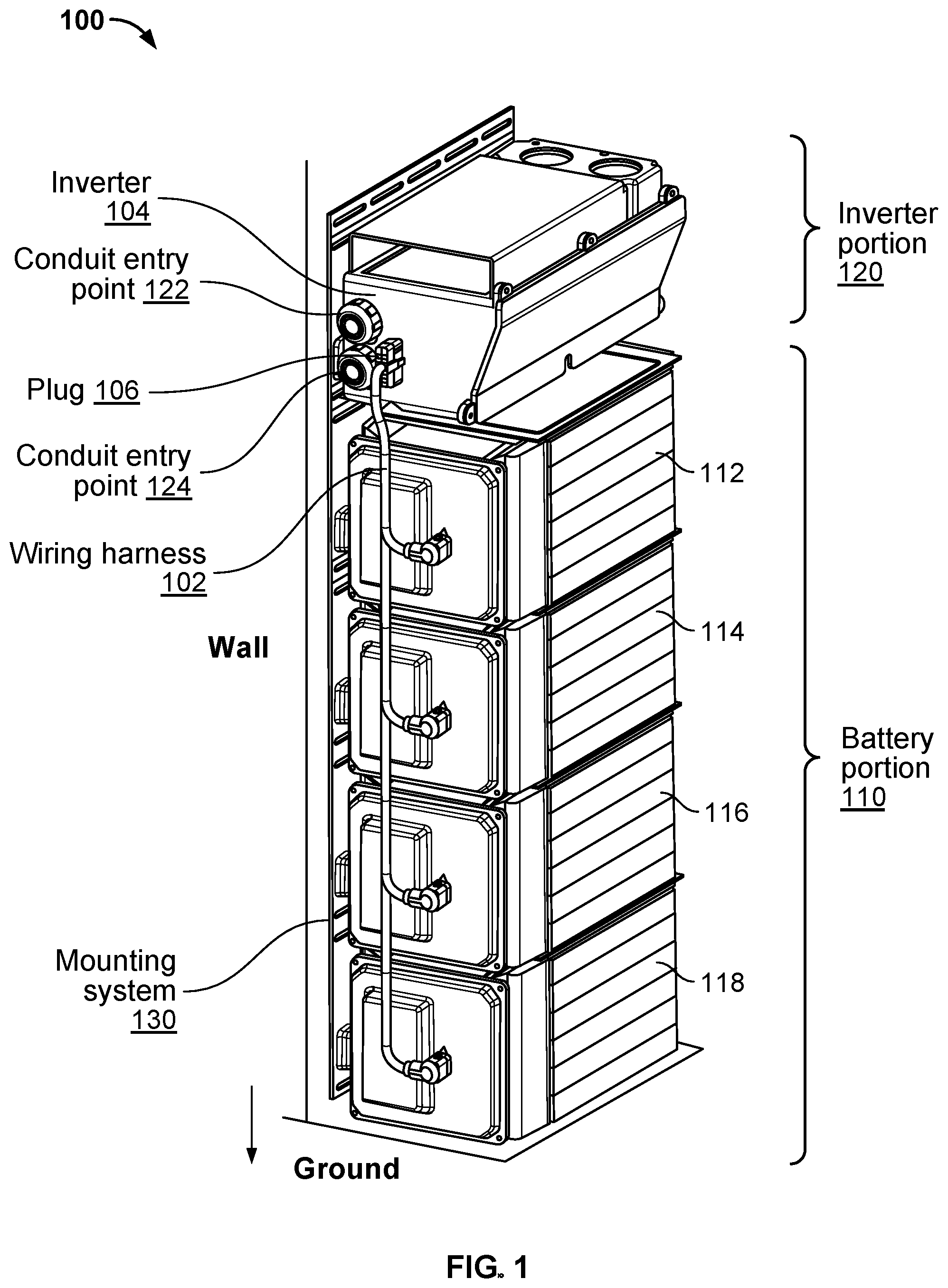 Patent US12322822 — Modular installation of energy storage system — Figure 1
