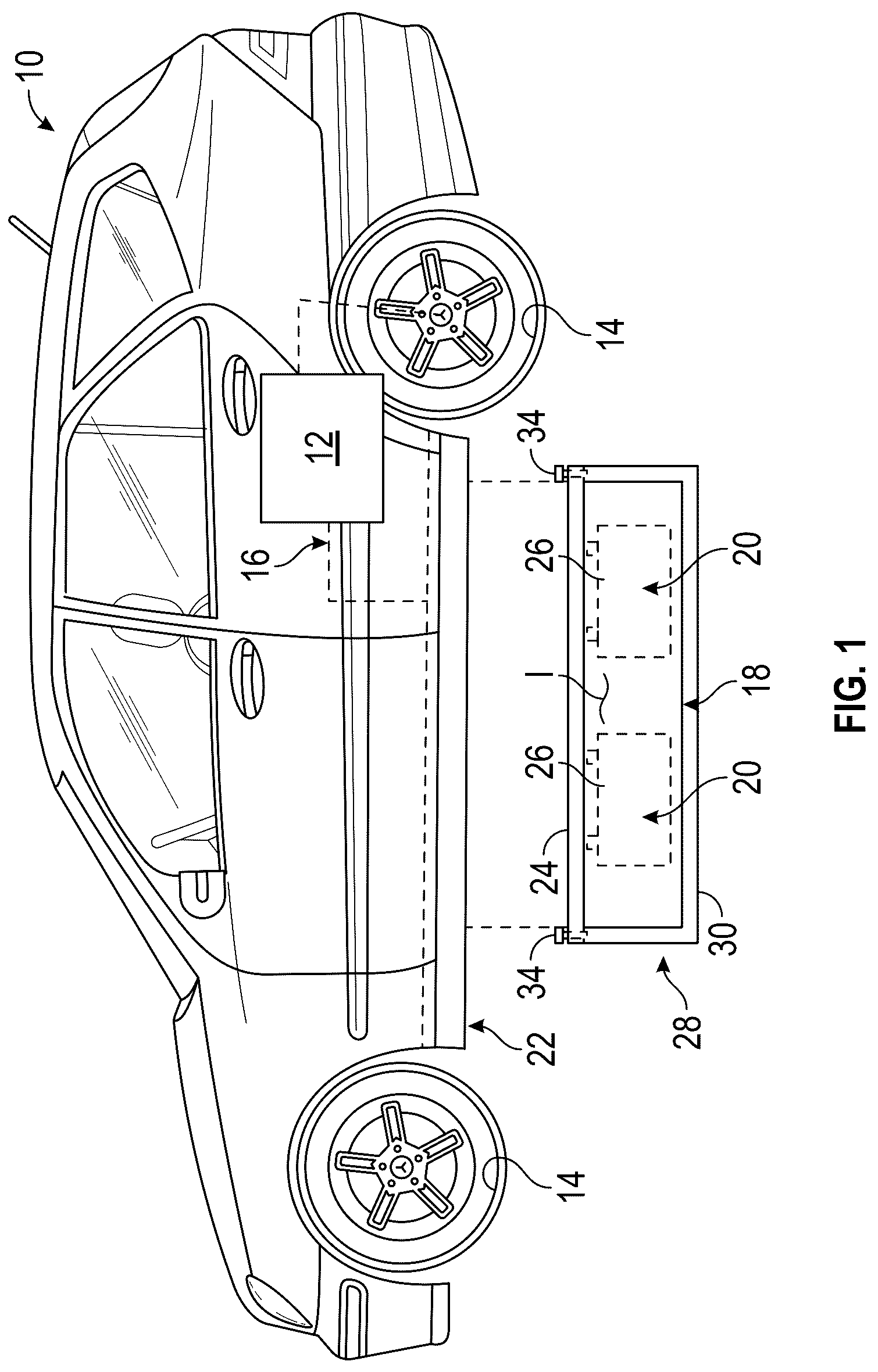 Patent US12322823 Figure 1 – Structurally reinforced enclosure covers for traction battery packs