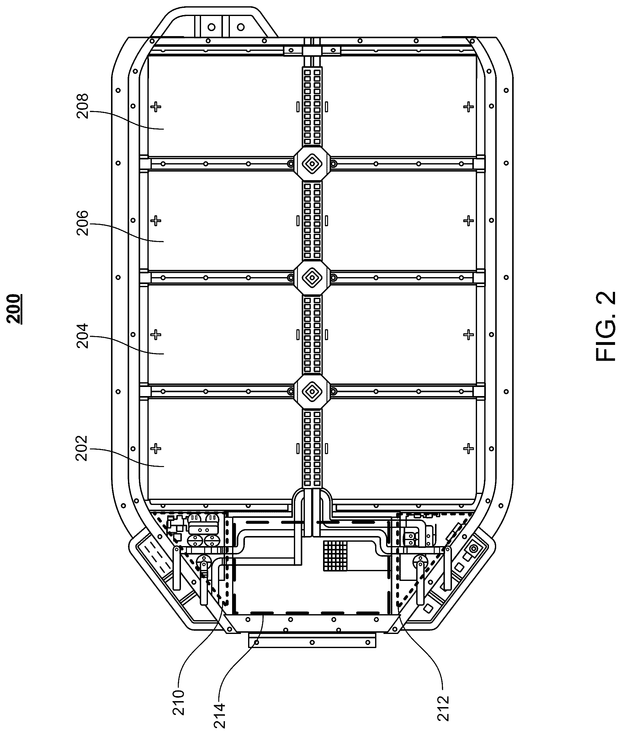 Patent US12322827 Figure 2 – Distribution system for unswitched high voltage power