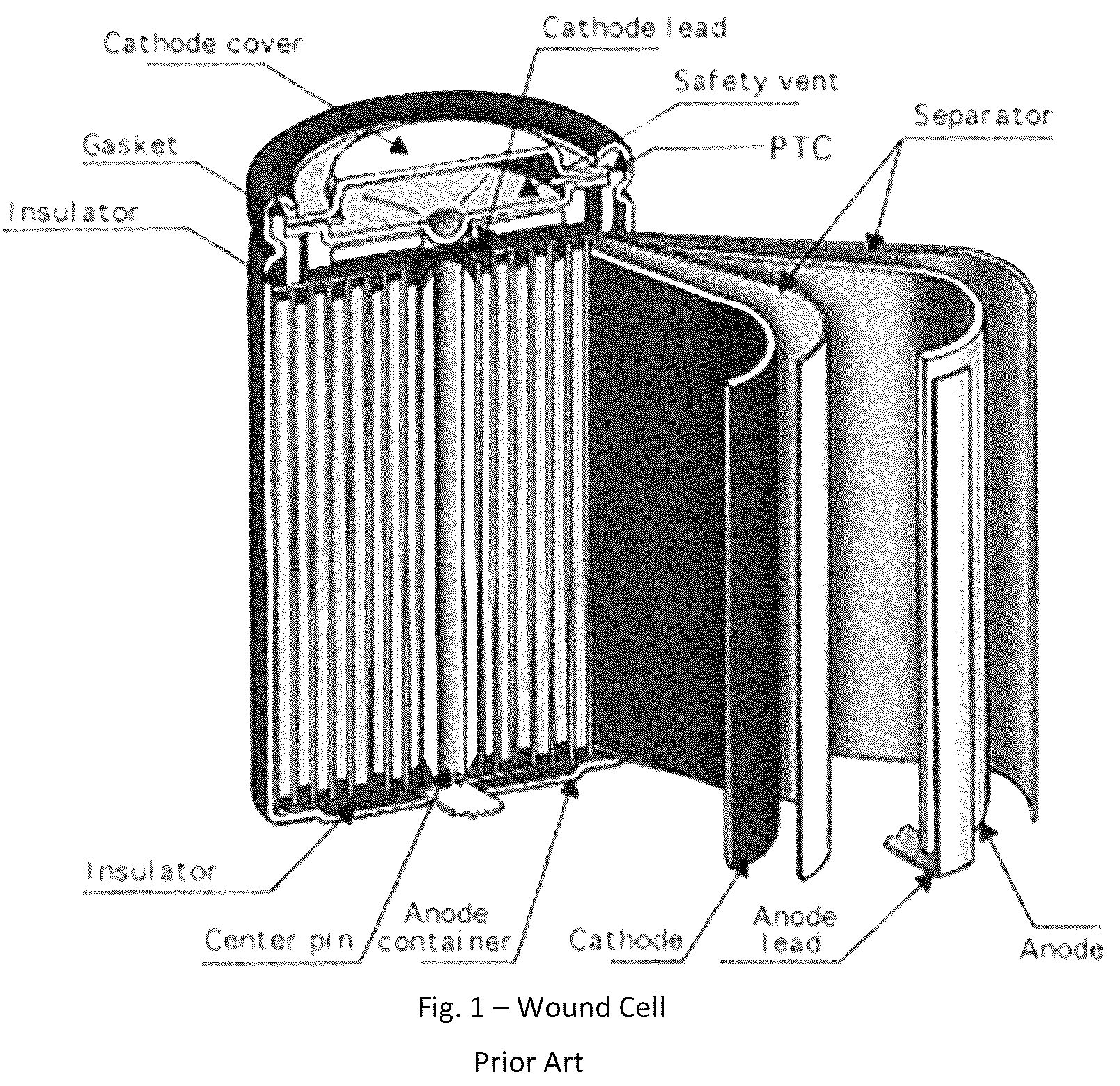 Patent US12322836 Figure 1 – Lithium energy storage device with internal fuse