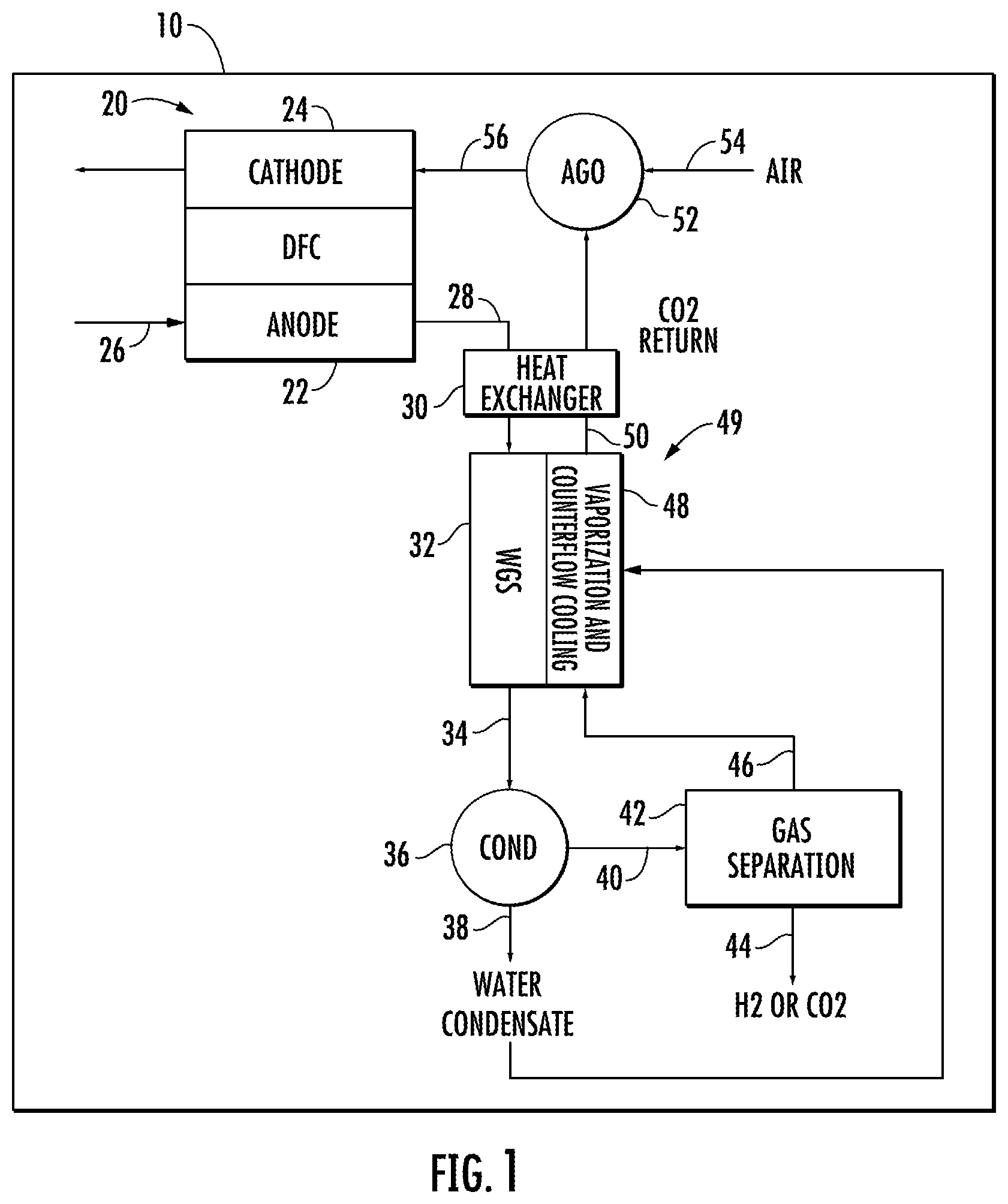 Patent US12322844 Figure 1 – Water gas shift reactor cooling assembly for a fuel cell system