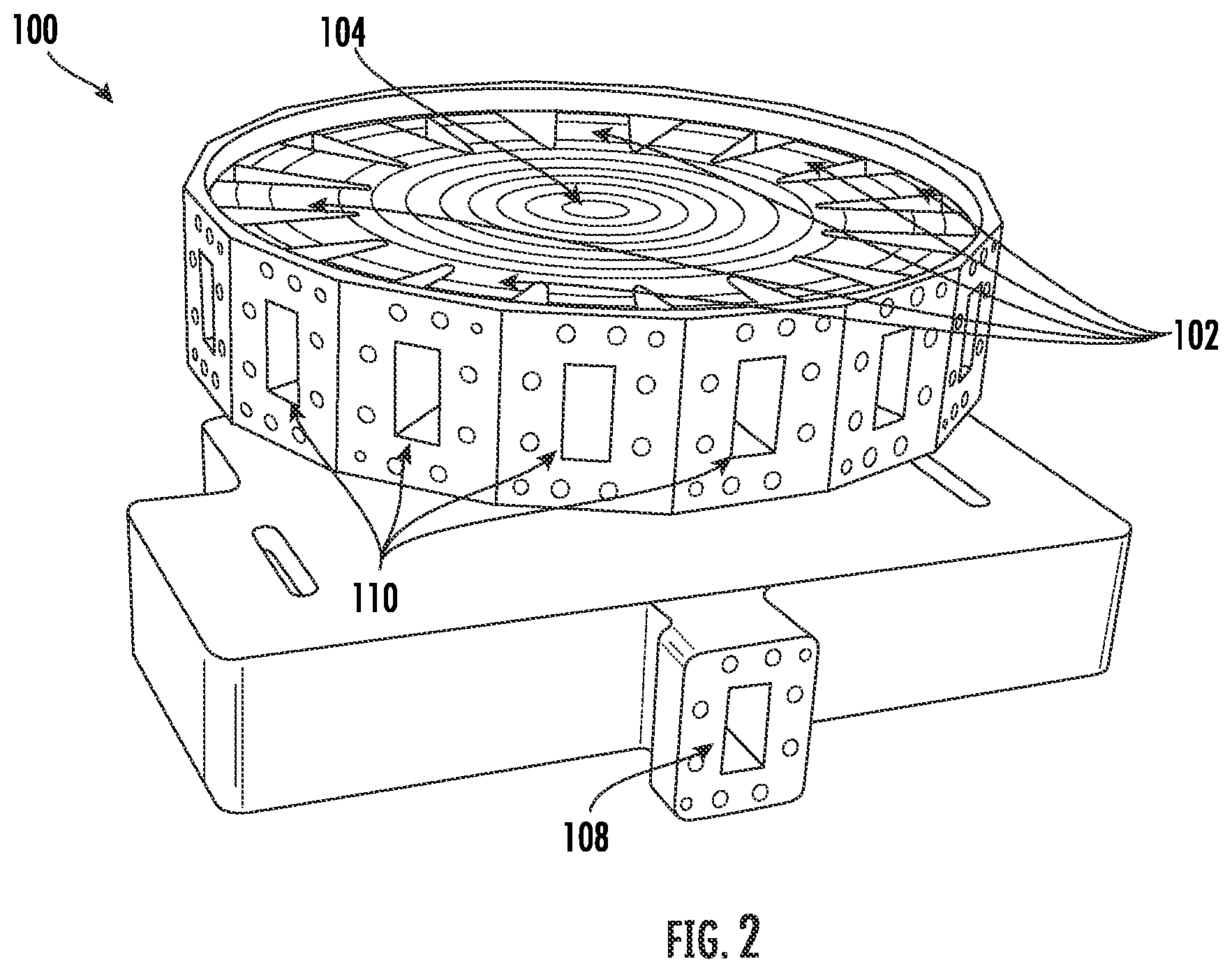 Patent US12322851 Figure 2 – Radial power combiner having plural input sources and including sensor feedback for detecting failure of input sources and a computer for notifying a user of the failure