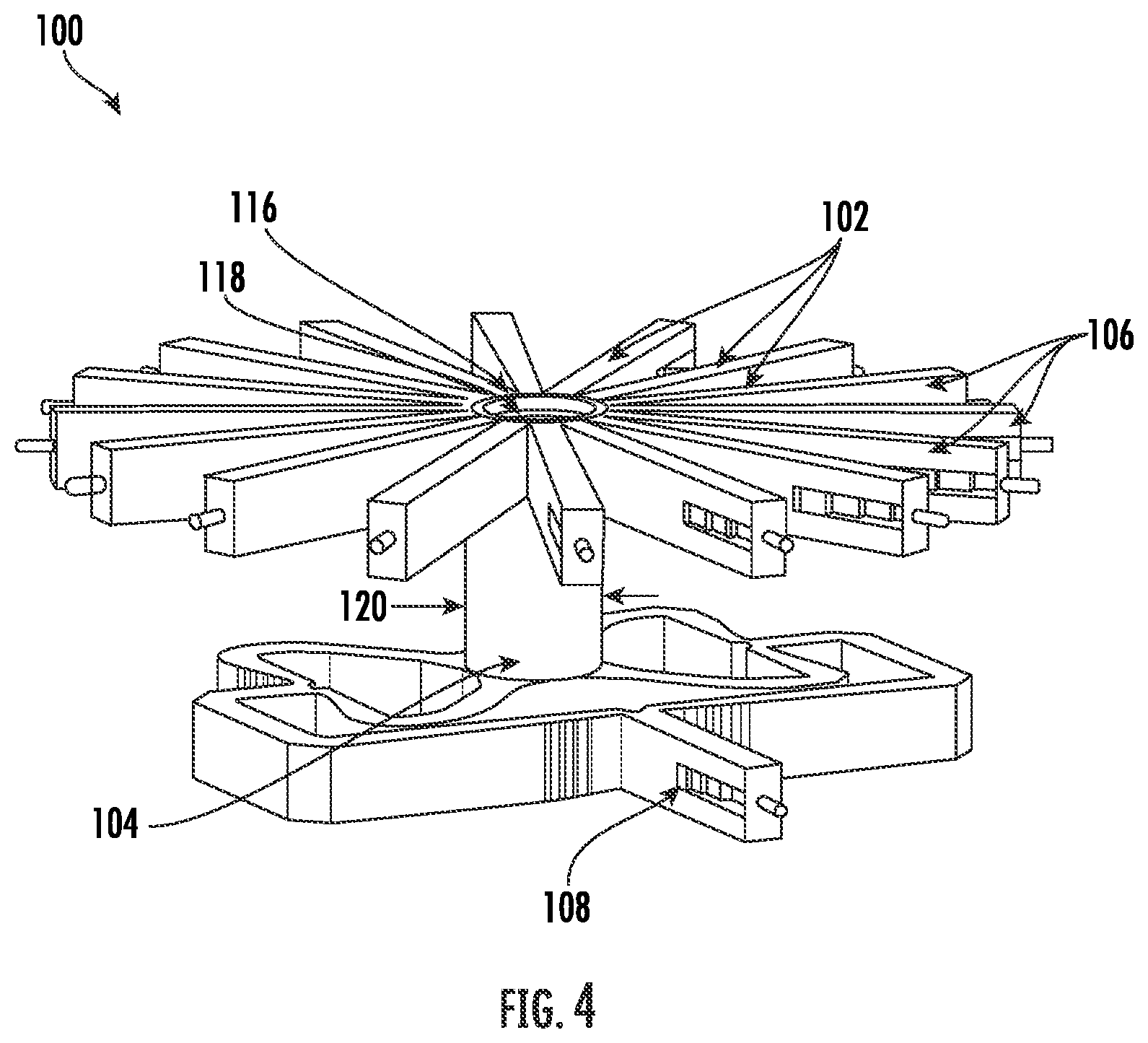 Patent US12322851 Figure 4 – Radial power combiner having plural input sources and including sensor feedback for detecting failure of input sources and a computer for notifying a user of the failure