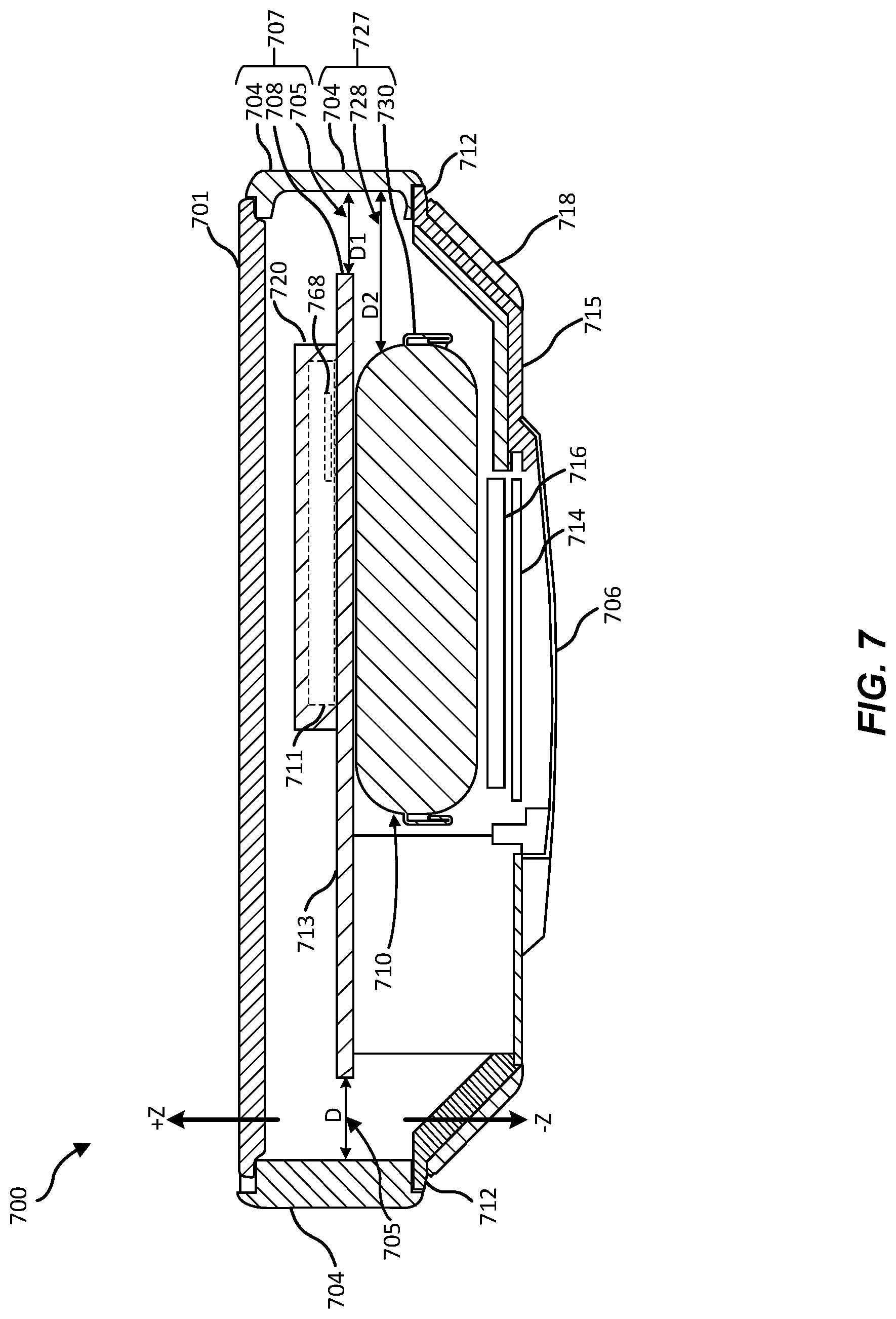 Patent US12322857 Figure 7 – Antenna architecture for a wearable device and related devices and methods