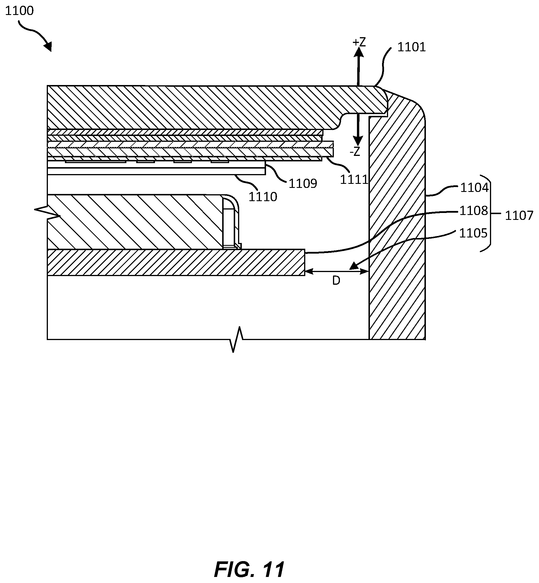 Patent US12322857 Figure 11 – Antenna architecture for a wearable device and related devices and methods