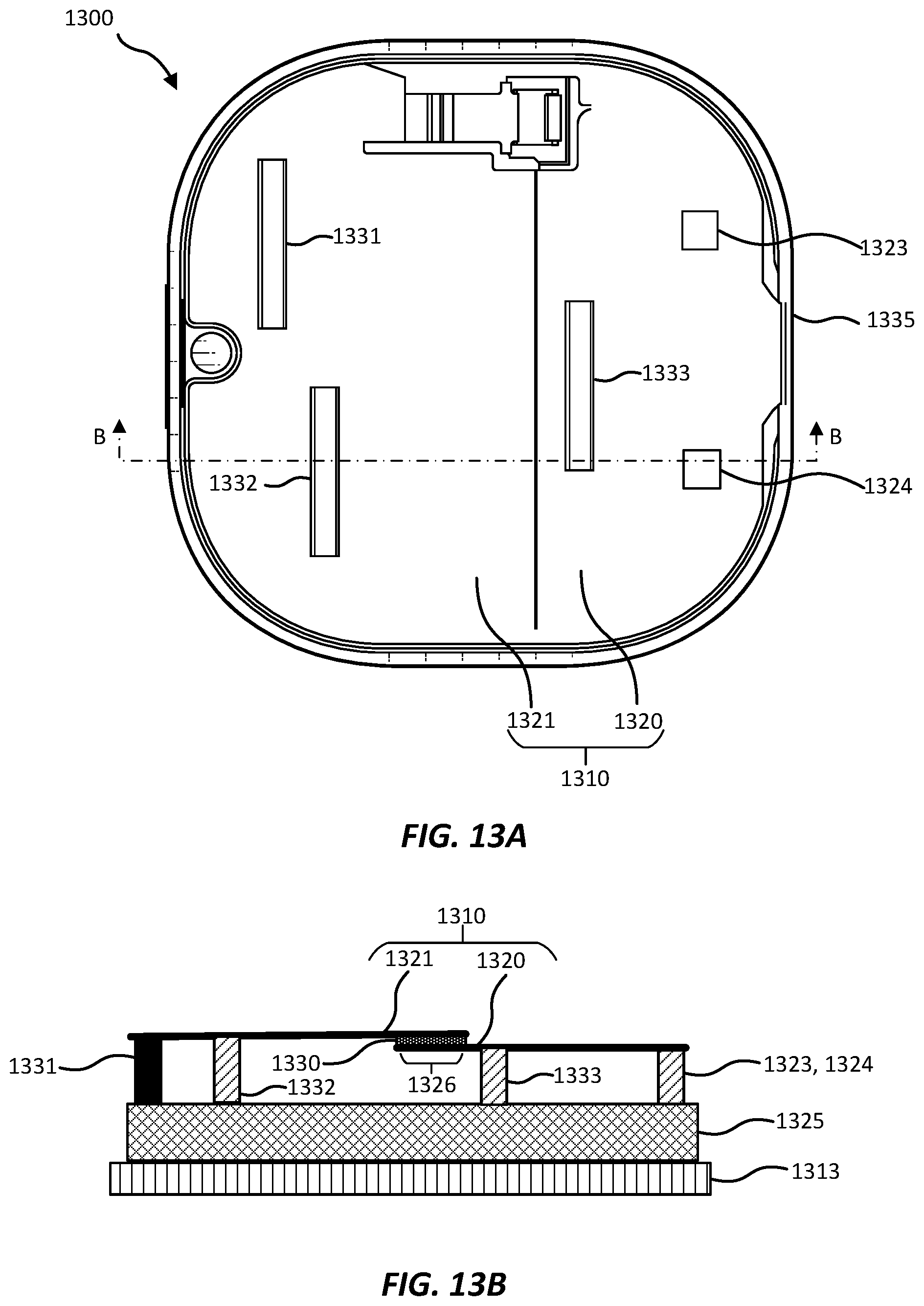 Patent US12322857 Figure 13 – Antenna architecture for a wearable device and related devices and methods