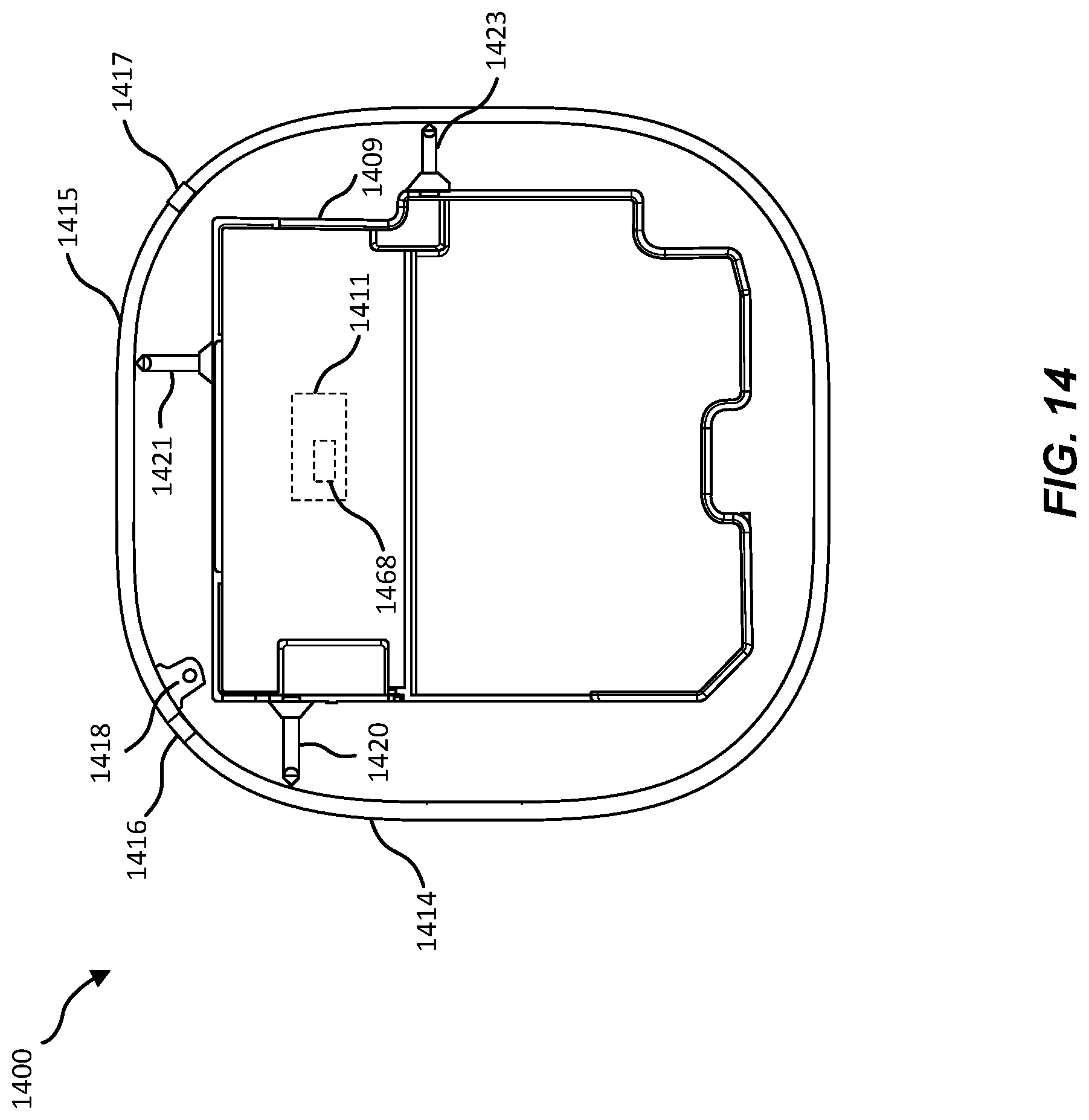 Patent US12322857 Figure 14 – Antenna architecture for a wearable device and related devices and methods