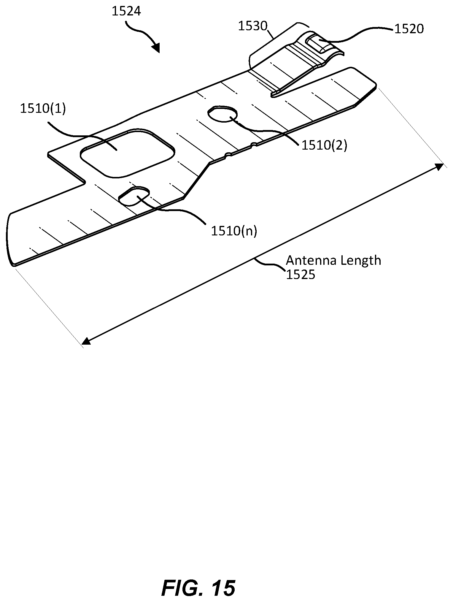 Patent US12322857 Figure 15 – Antenna architecture for a wearable device and related devices and methods