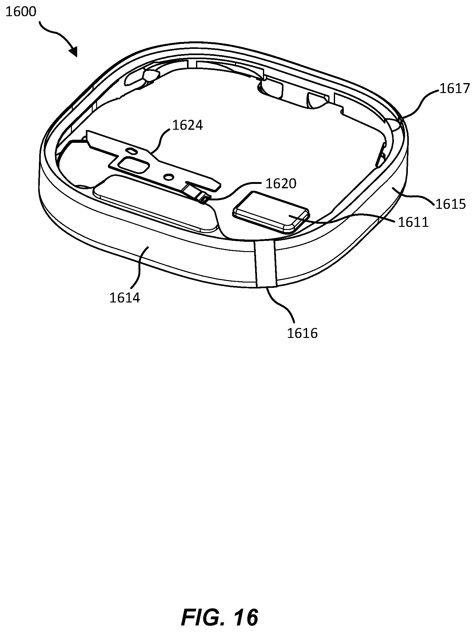 Patent US12322857 Figure 16 – Antenna architecture for a wearable device and related devices and methods