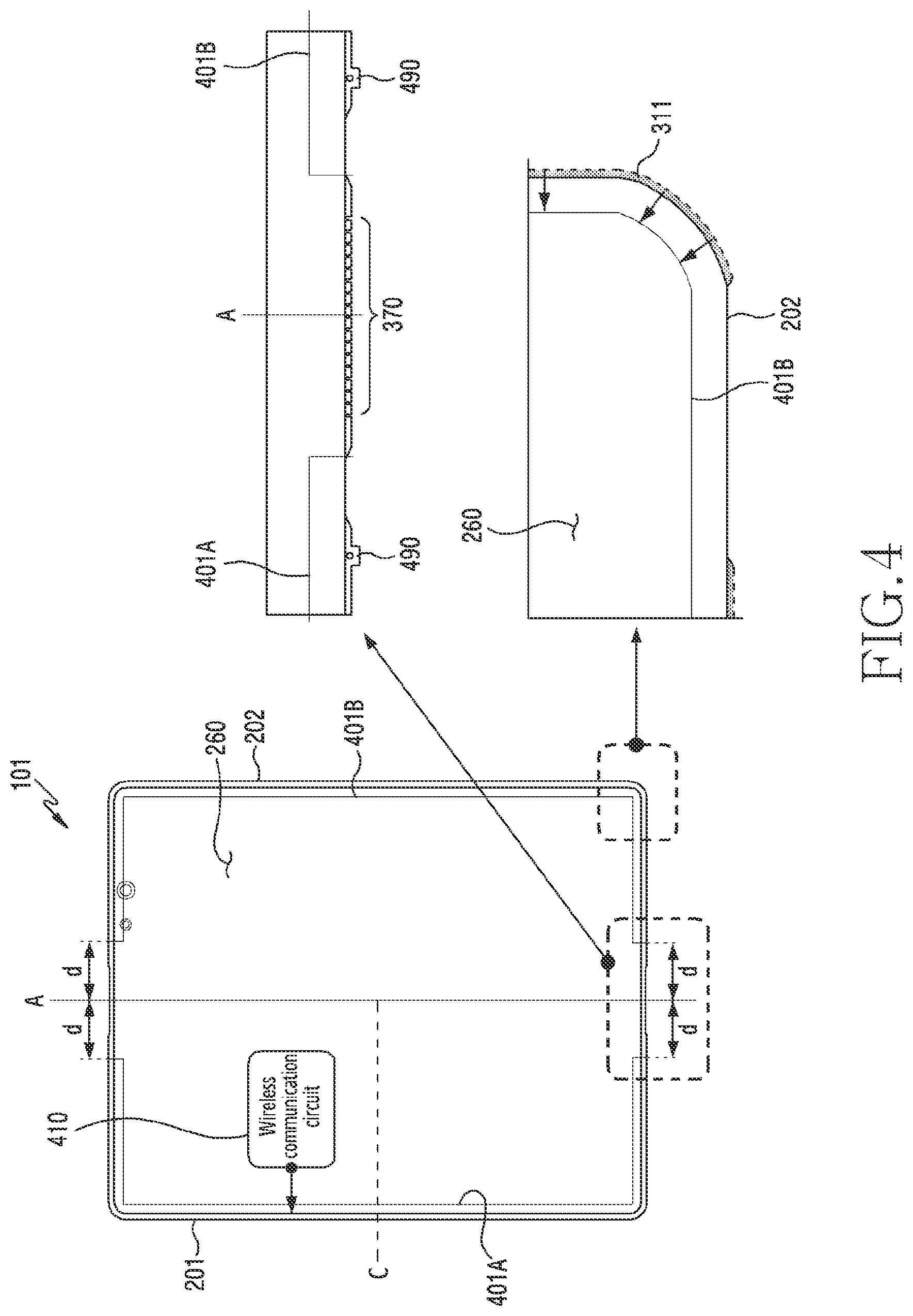 Patent US12322858 Figure 5 – Display structure including dielectric material and electronic device including same