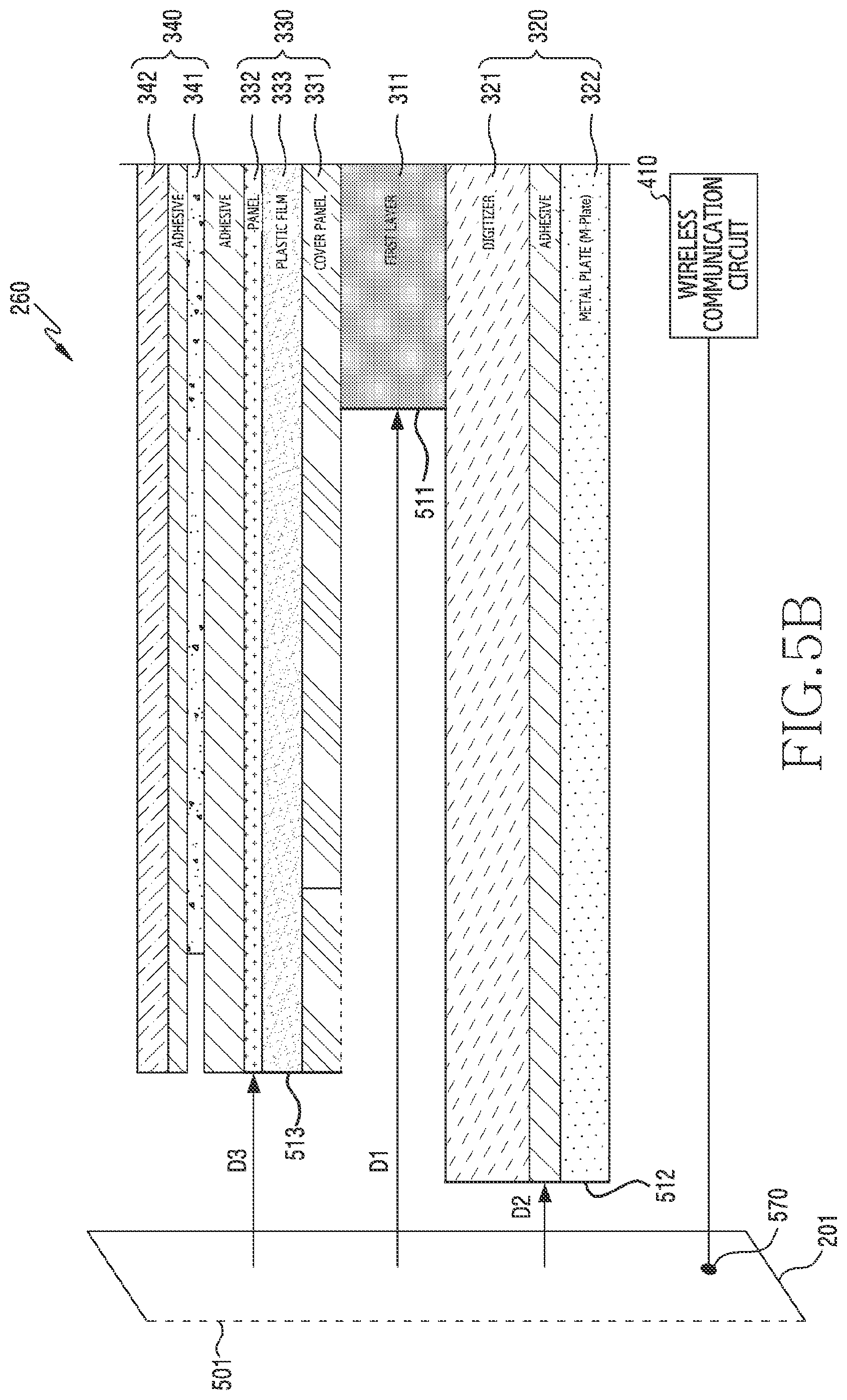 Patent US12322858 Figure 7 – Display structure including dielectric material and electronic device including same