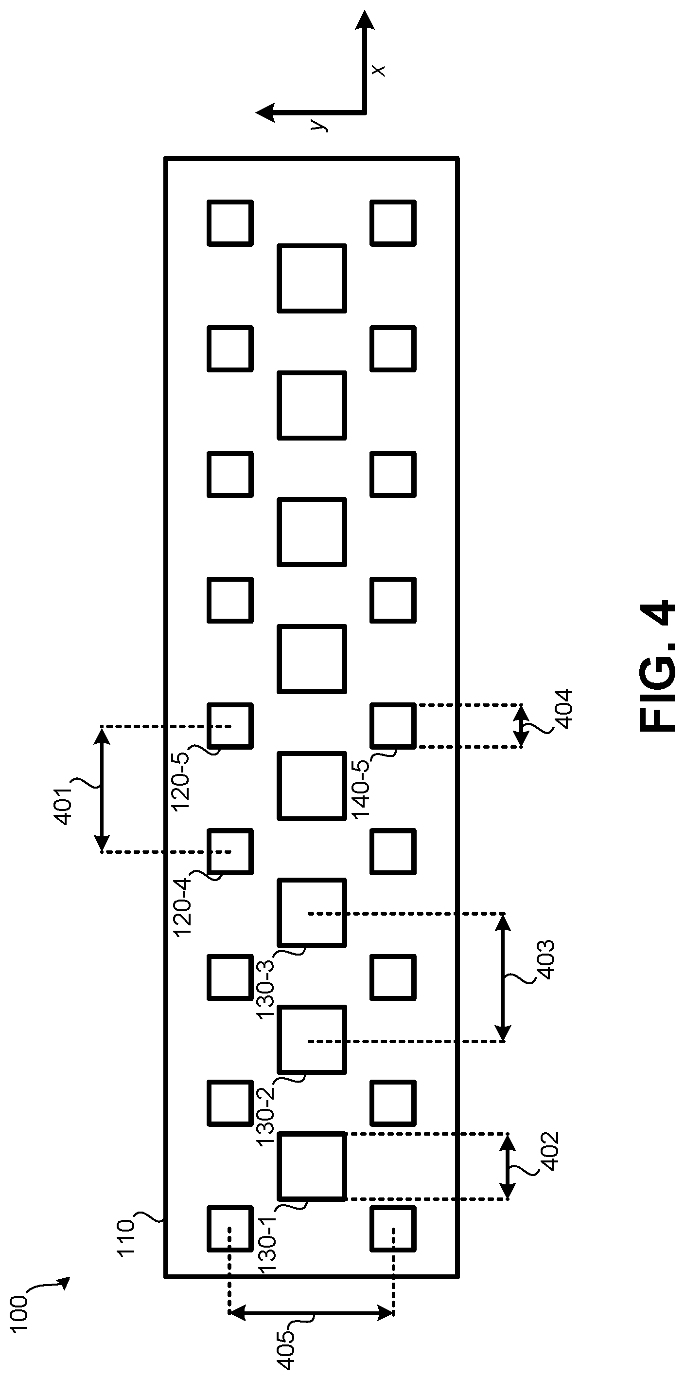 Patent US12322867 Figure 4 – Shared transmit and receive aperture linear array