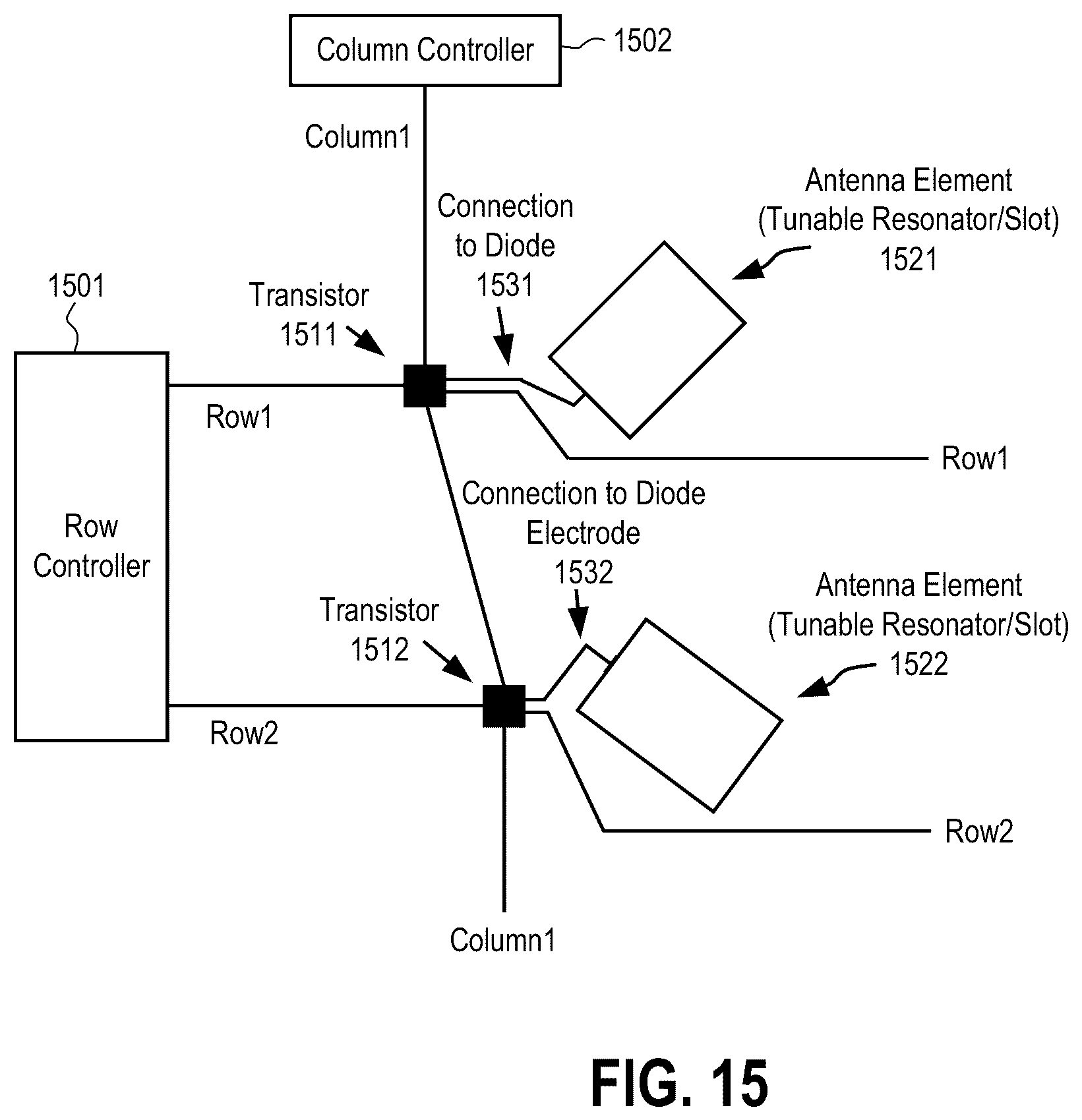 Patent US12322871 Figure 10 – Metasurface antenna with integrated varactor circuits