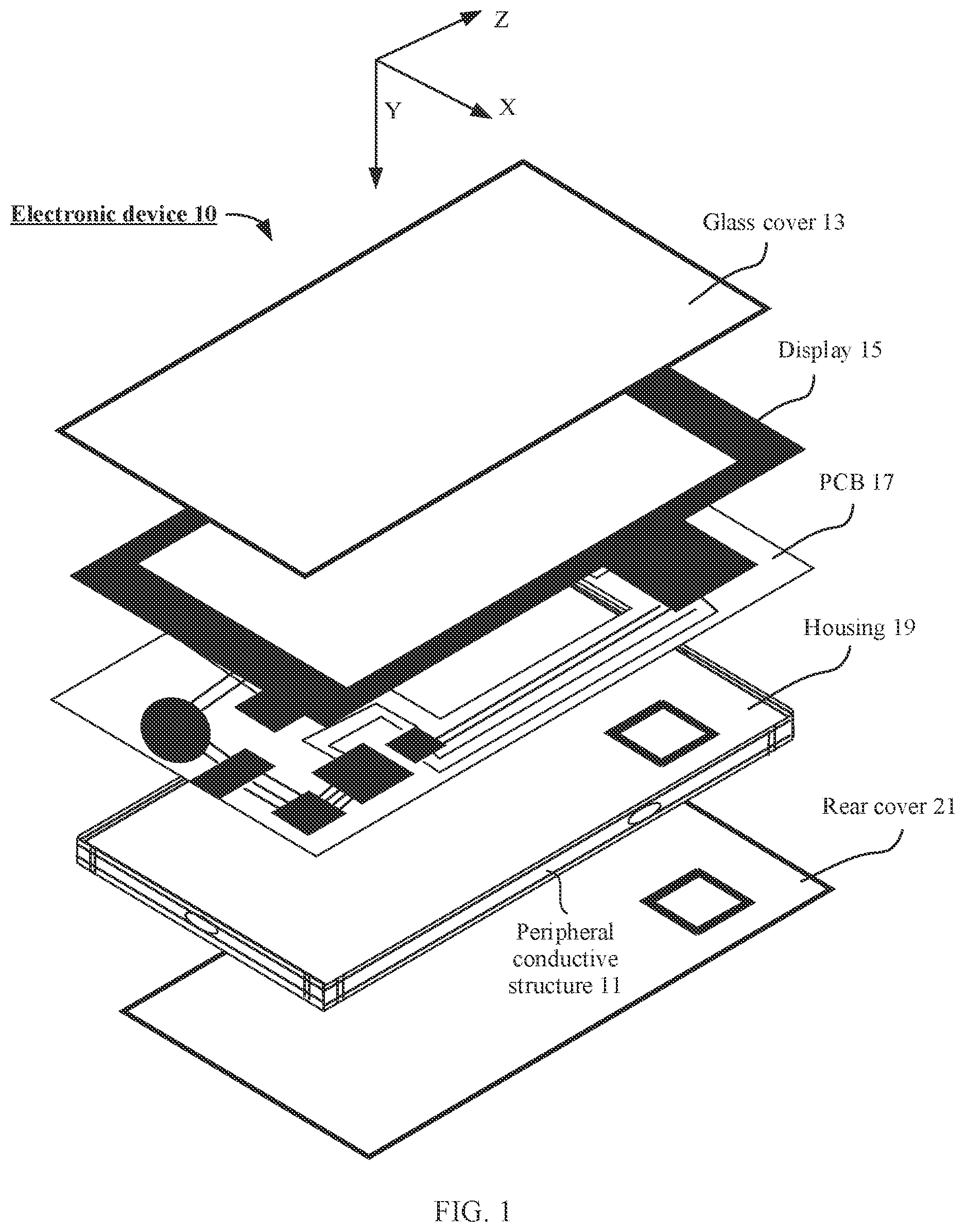 Patent US12322875 Figure 1 – Antenna structure and electronic device