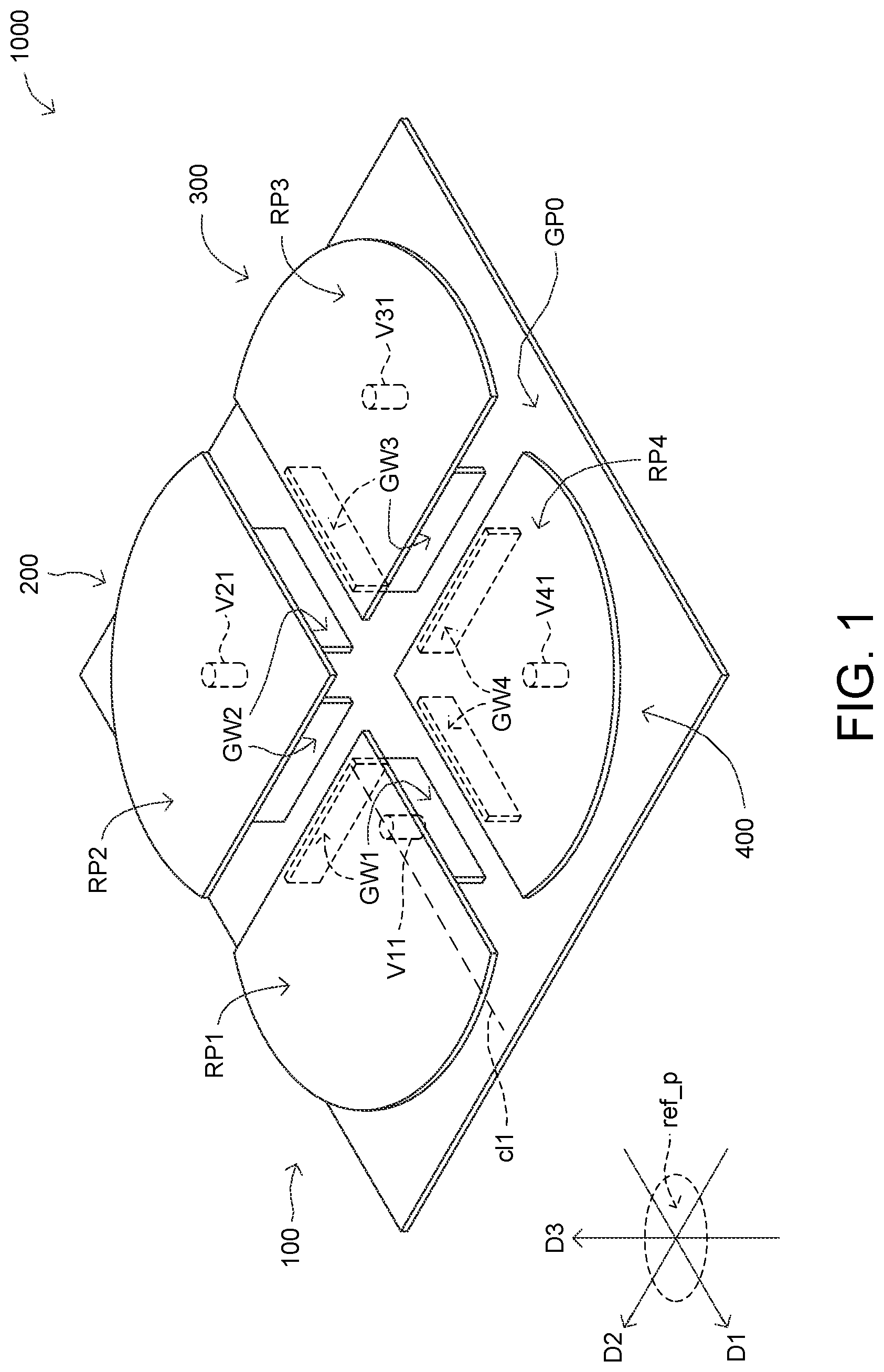 Patent US12322879 Figure 1 – Antenna device