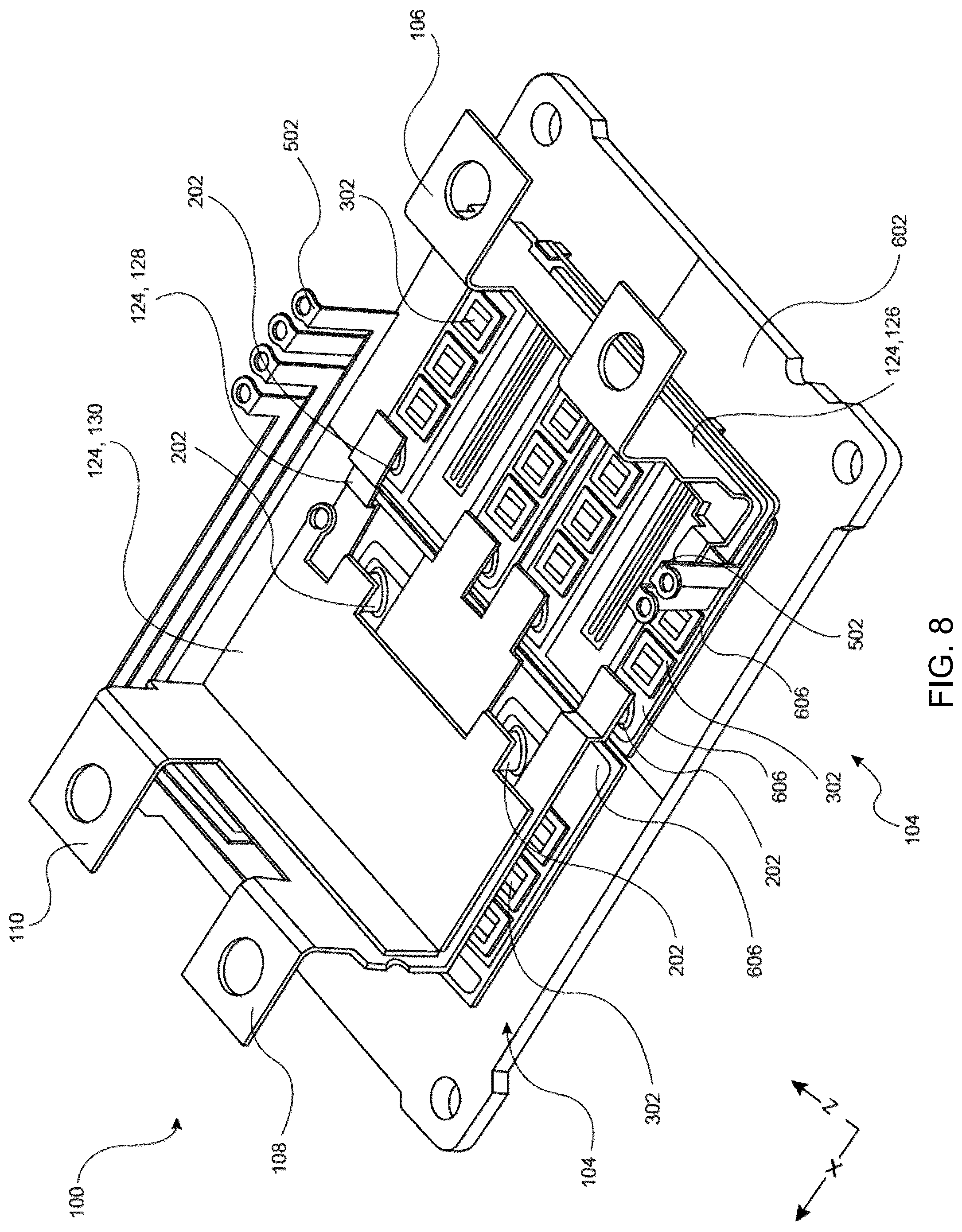 Patent US12322886 Figure 8 – Power module having electrical interconnections using mechanical fittings and process of implementing the same