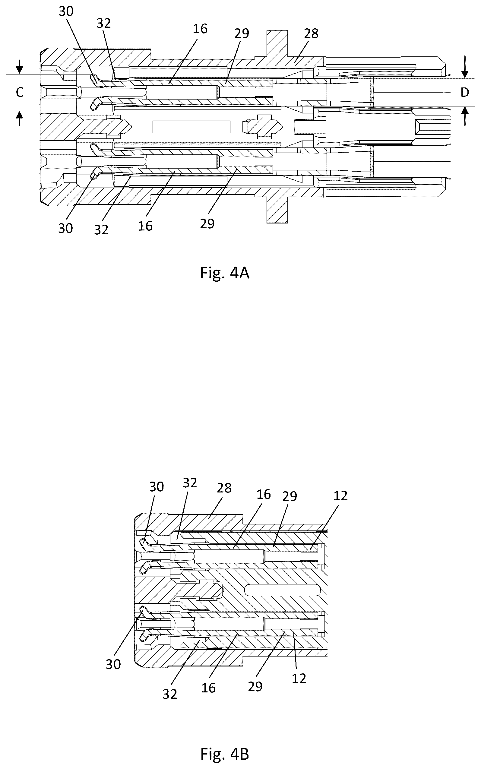 Patent US12322894 Figure 4 – Connector assembly with funnel-shaped signal contact end section