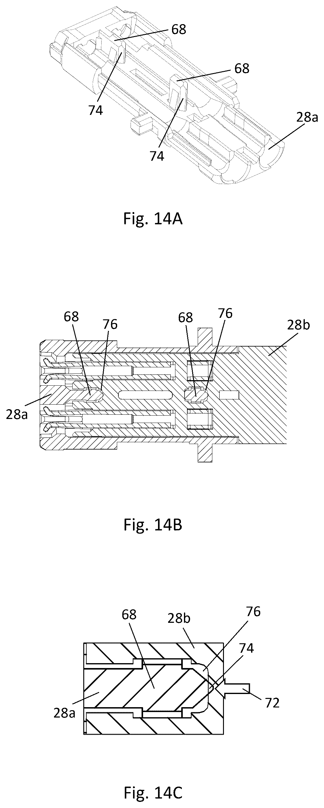 Patent US12322894 Figure 15 – Connector assembly with funnel-shaped signal contact end section