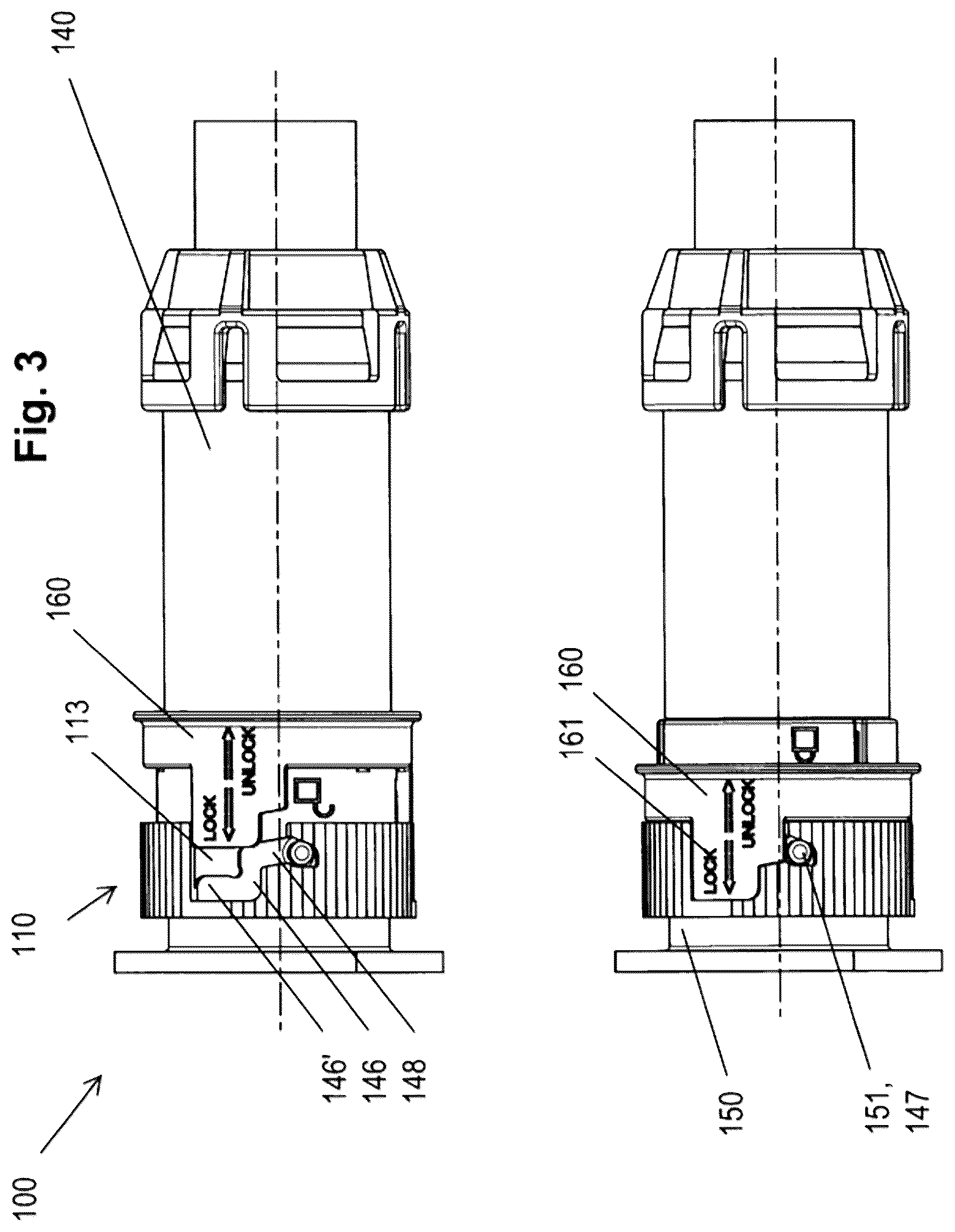 Patent US12322899 Figure 3 – Plug connector with locking system