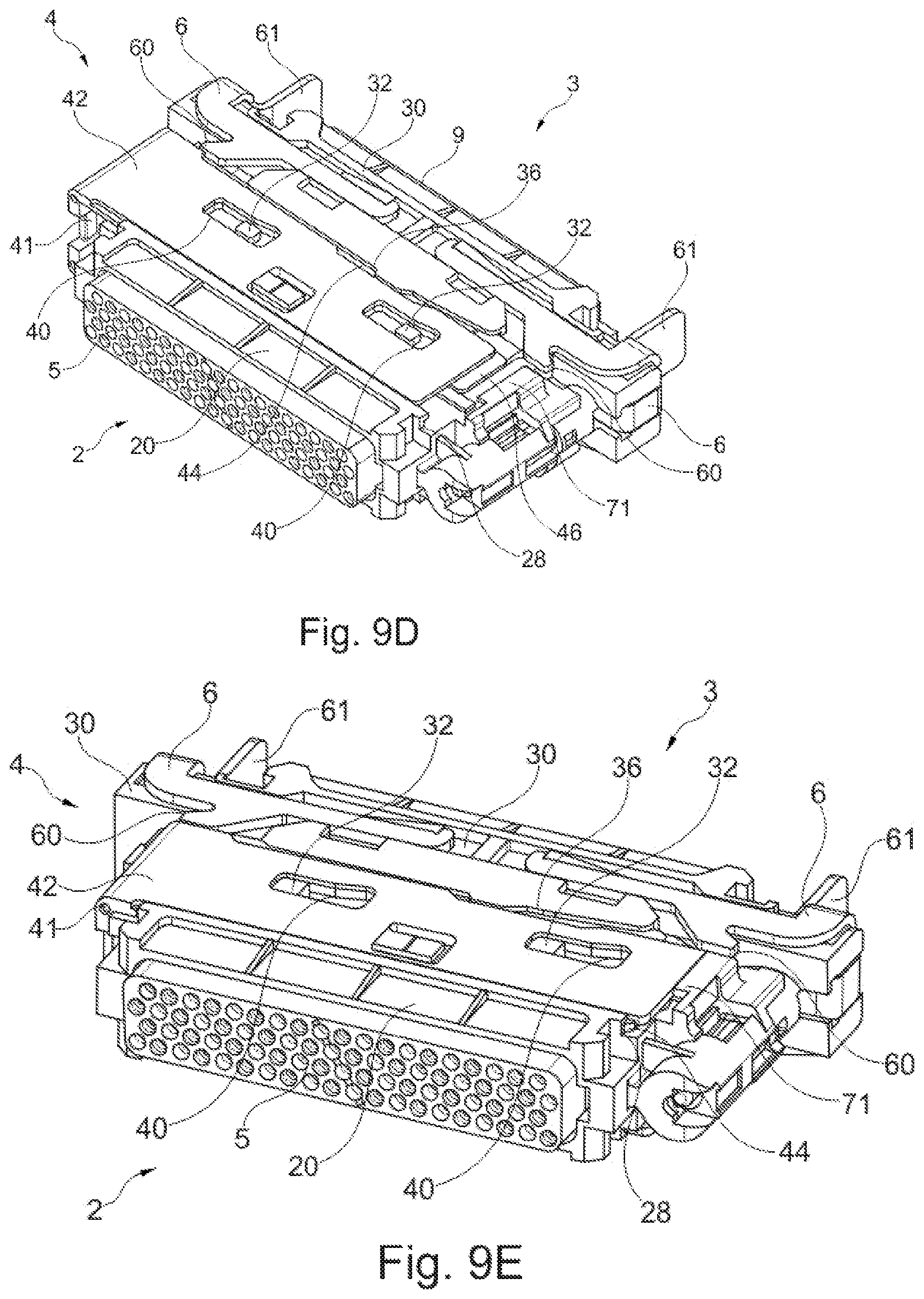 Patent US12322900 Figure 8 – Connector provided with a cap for locking to a complementary connector and with one or more means for securing the locking and the associated coupling between connectors